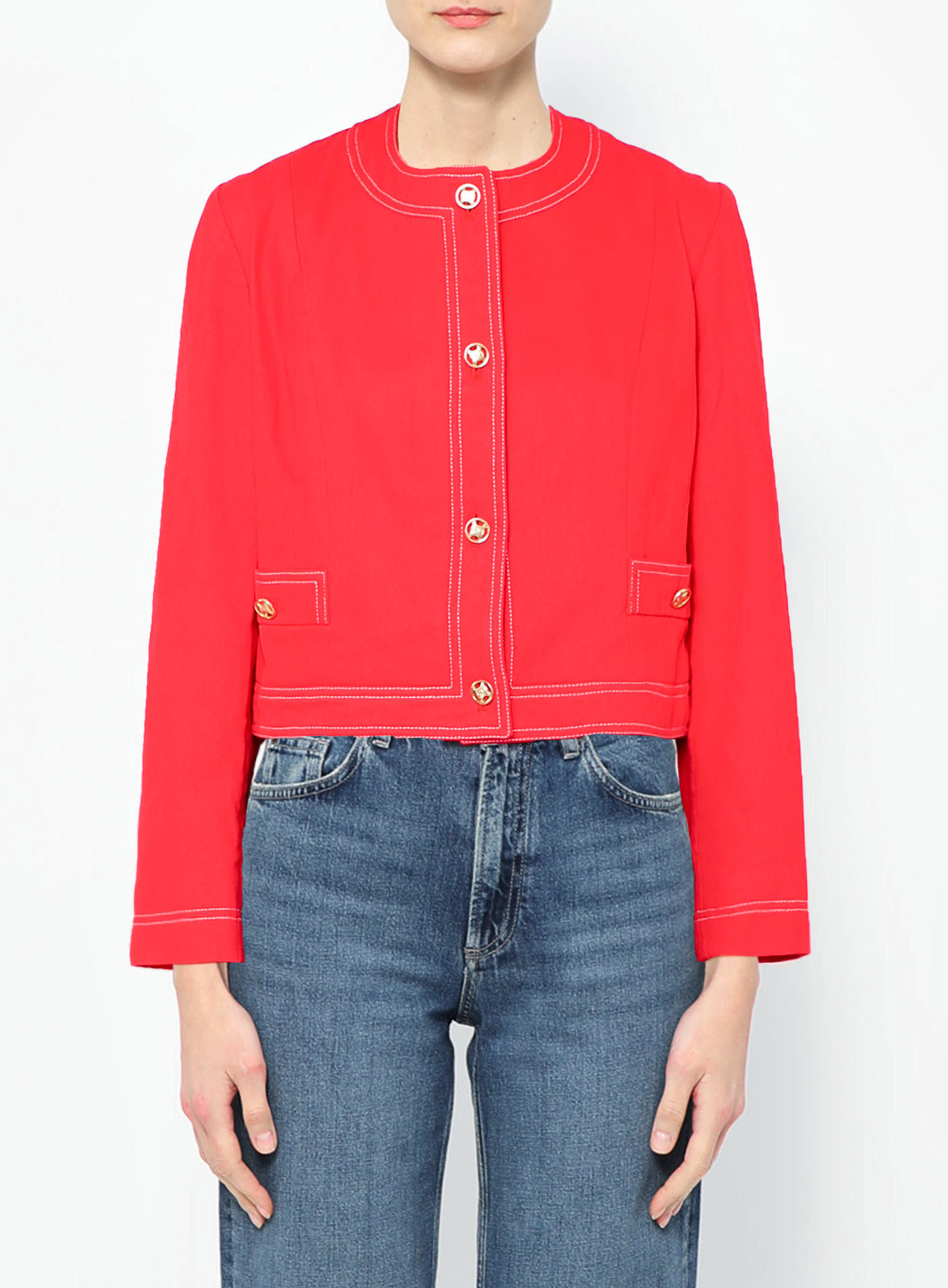 ジャケット Celine Cotone Azzurro Caratteristico Motivo Triomphe Bottoni TRIOMPHE BOUTIS CHELSEA JACKET IN STRIPED COTTON