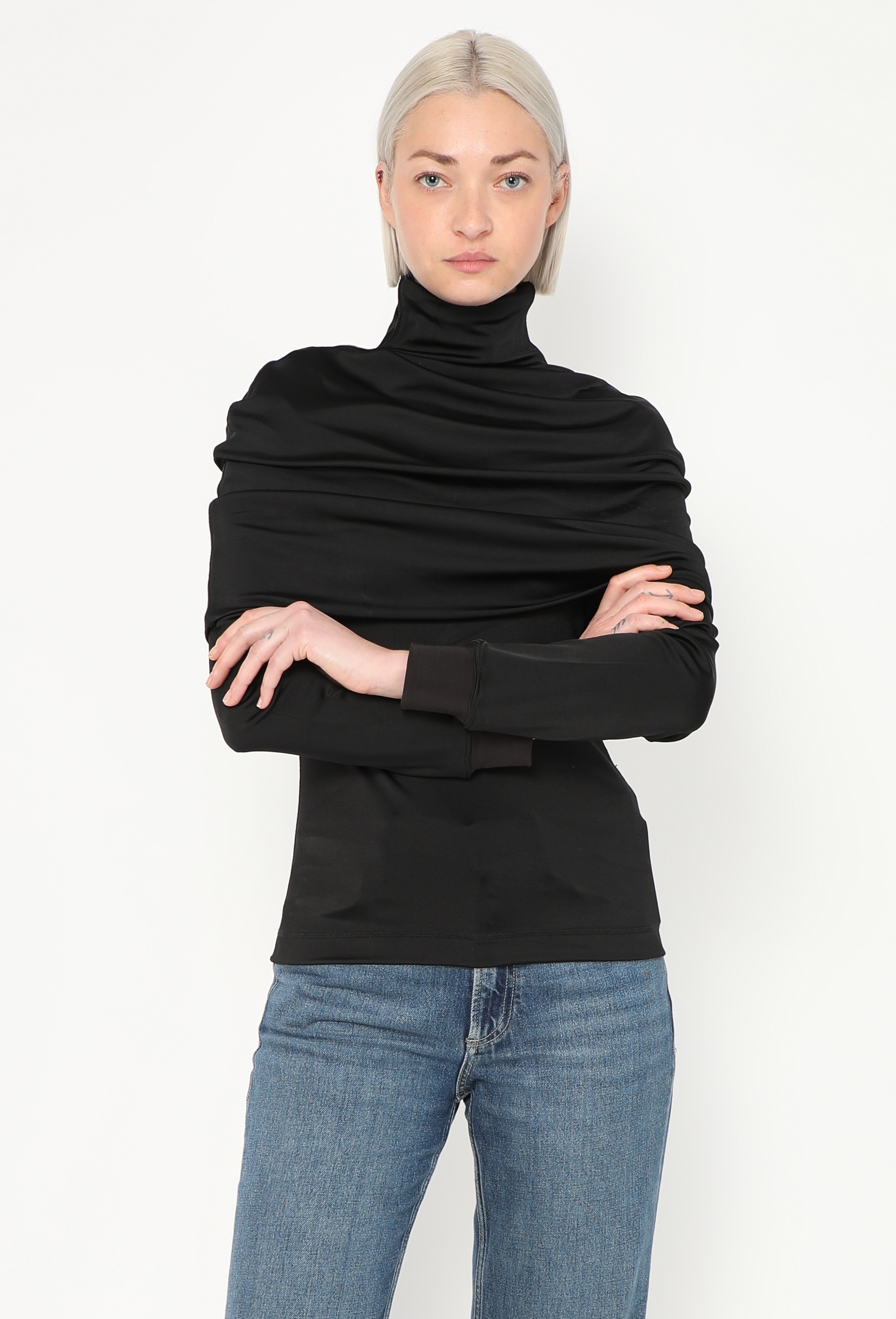 HYEON ヘヨンsheer turtle / black Cinq à Sept Pansy Garden Mesh Turtleneck Top | Saks Fifth Avenue