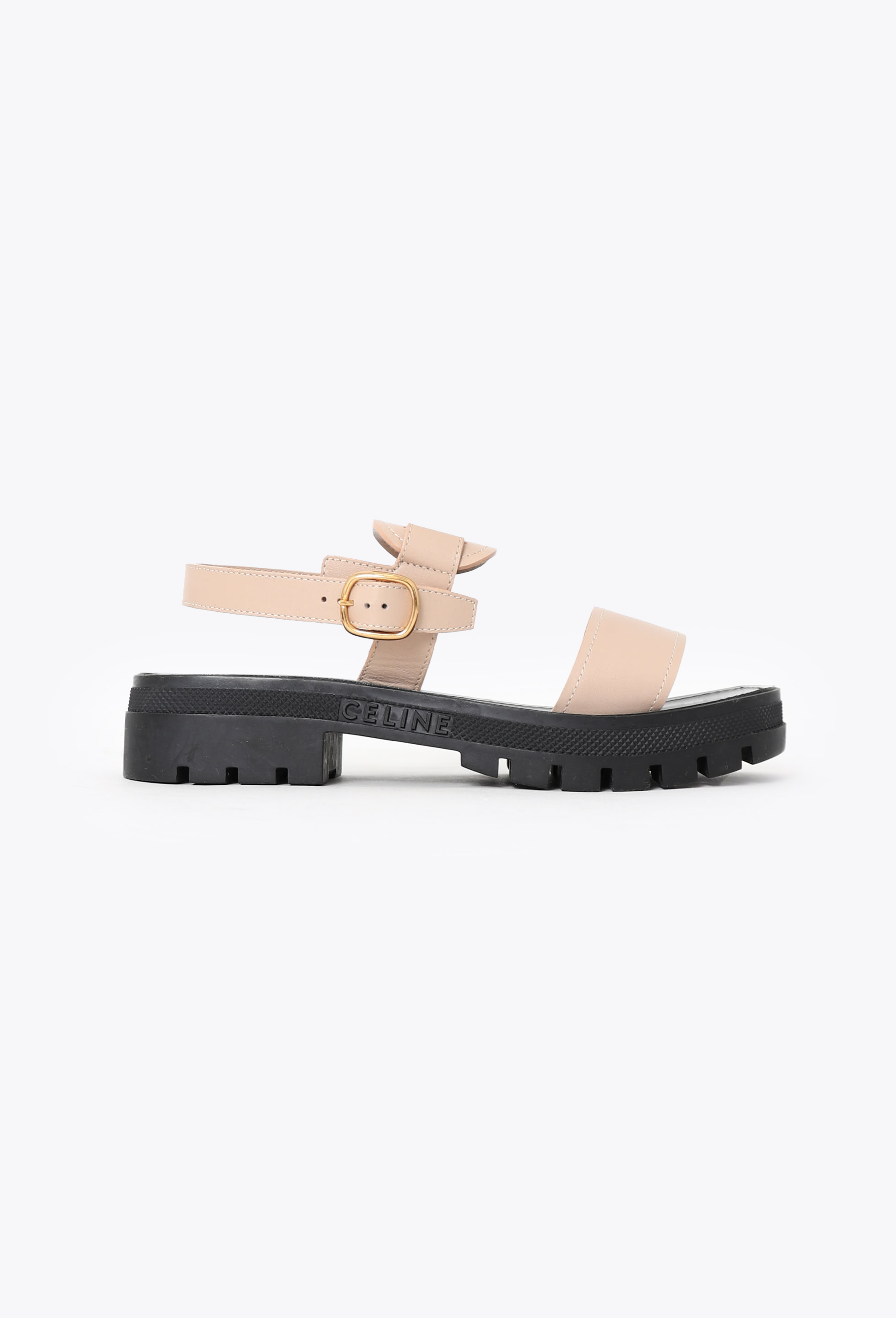 【CELINE】23SS サンダル CLEA TRIOMPHE シャイニーブル CELINE CLEA TRIOMPHE SANDAL IN RAFFIA & CALFSKIN