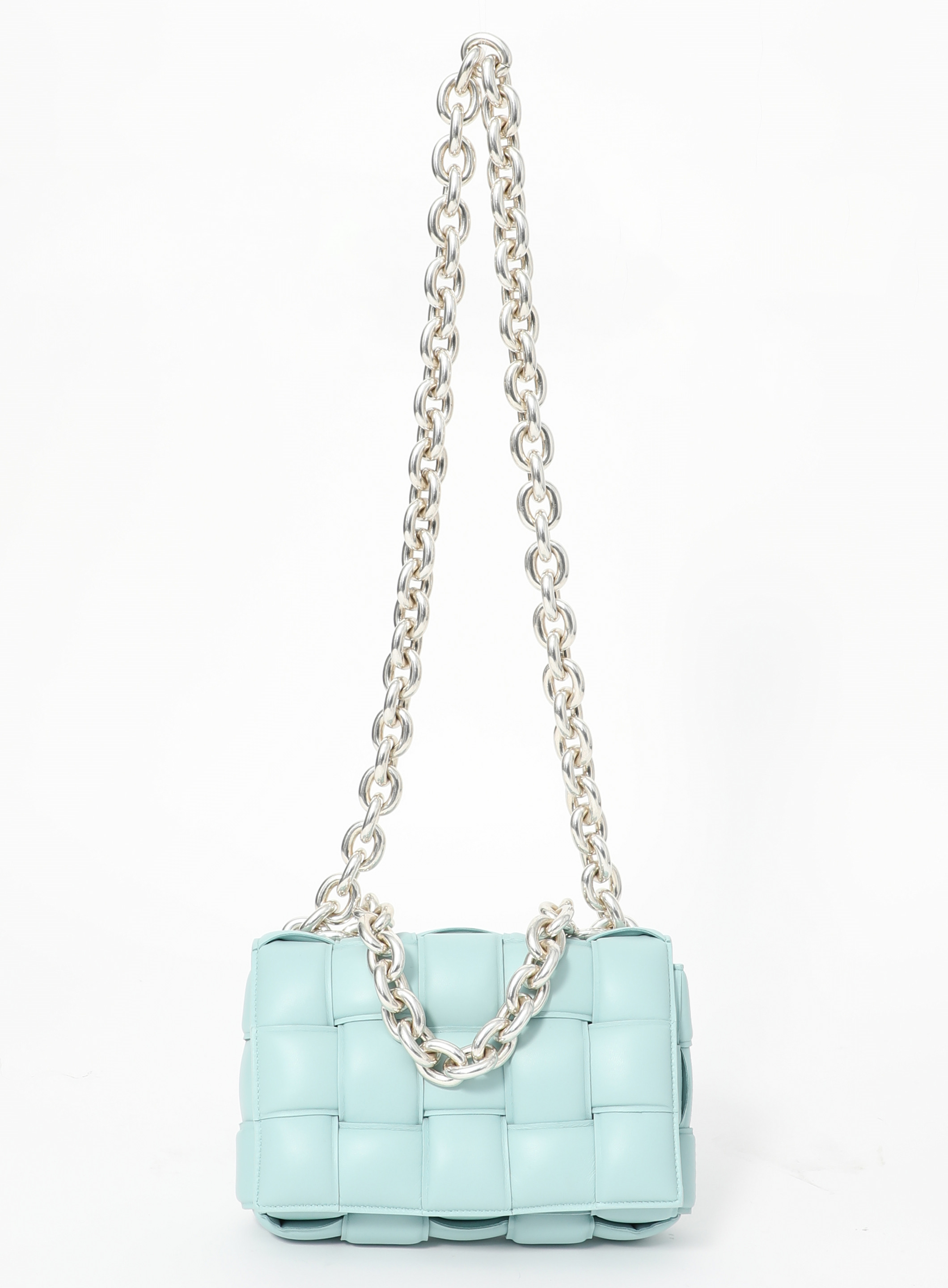 【BOTTEGA VENETA】Padded Leather Chain Cassette Bag Seagrass Bottega Veneta Padded Cassette Bag