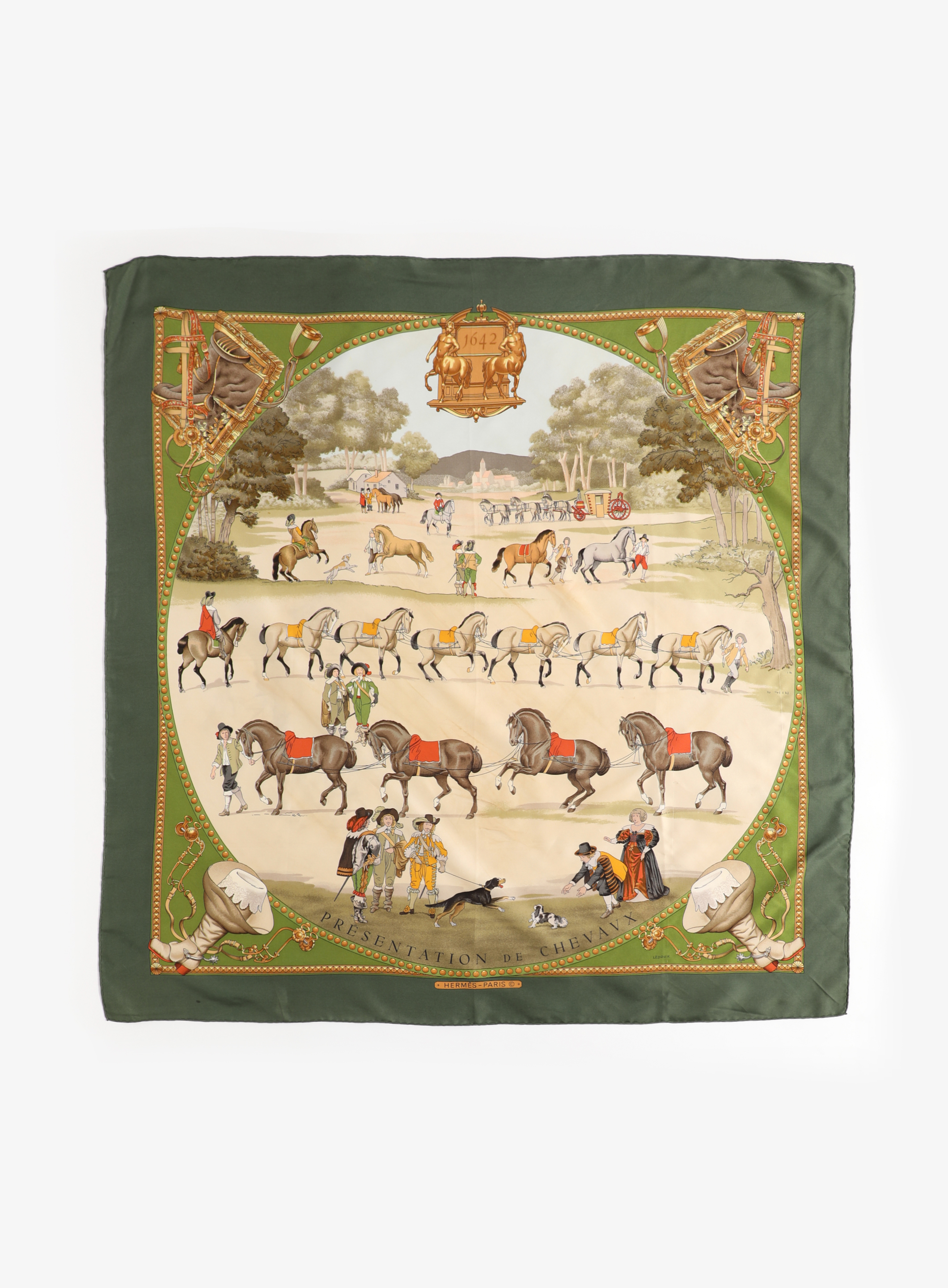 エルメス HERMES カレ90 PRESENTATION de CHEVAVX Présentation des Chevaux' 90cm Silk Carré | Authentic