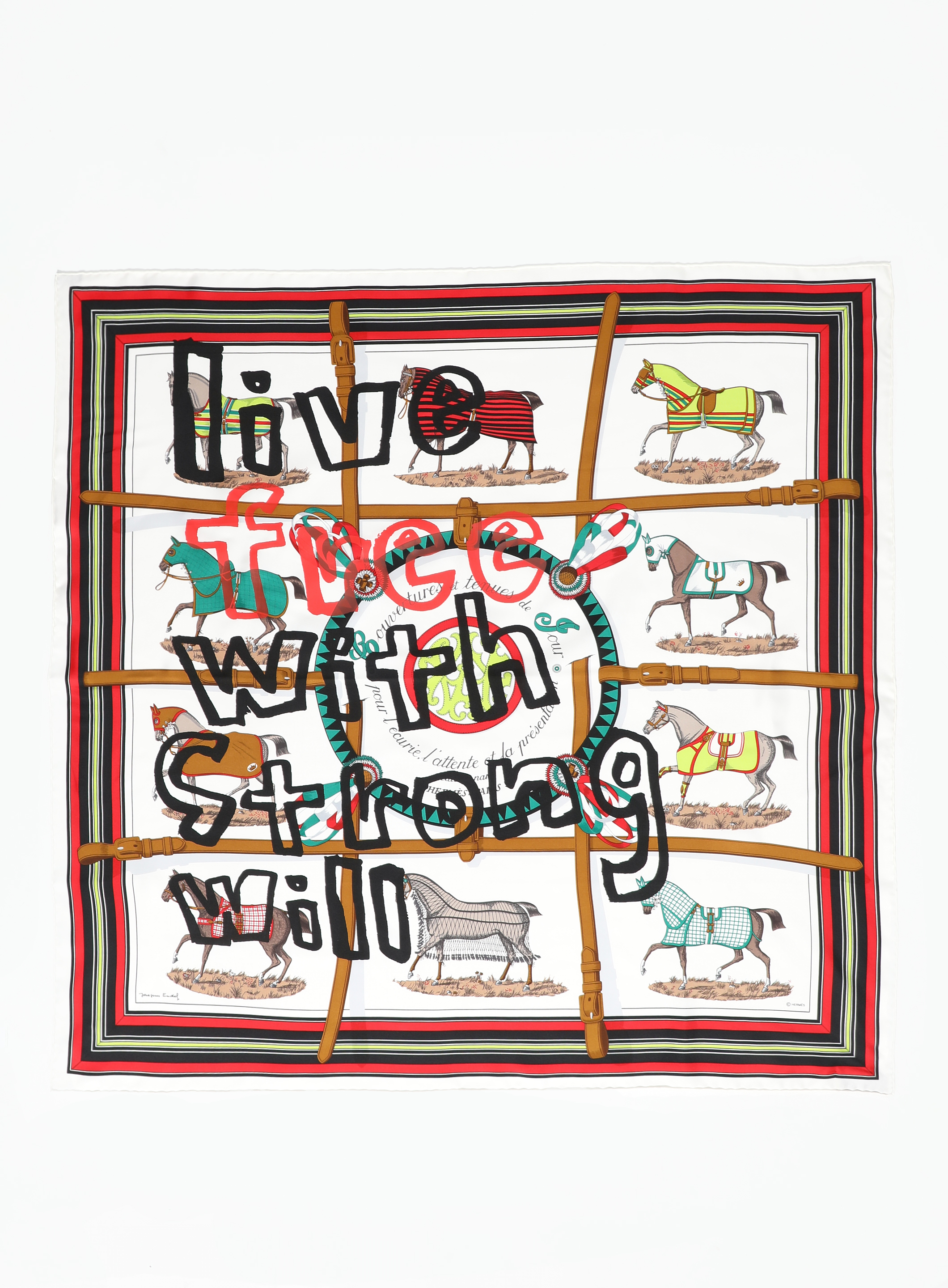 Live With Strong Will' 90cm Silk Carré | Authentic & Vintage
