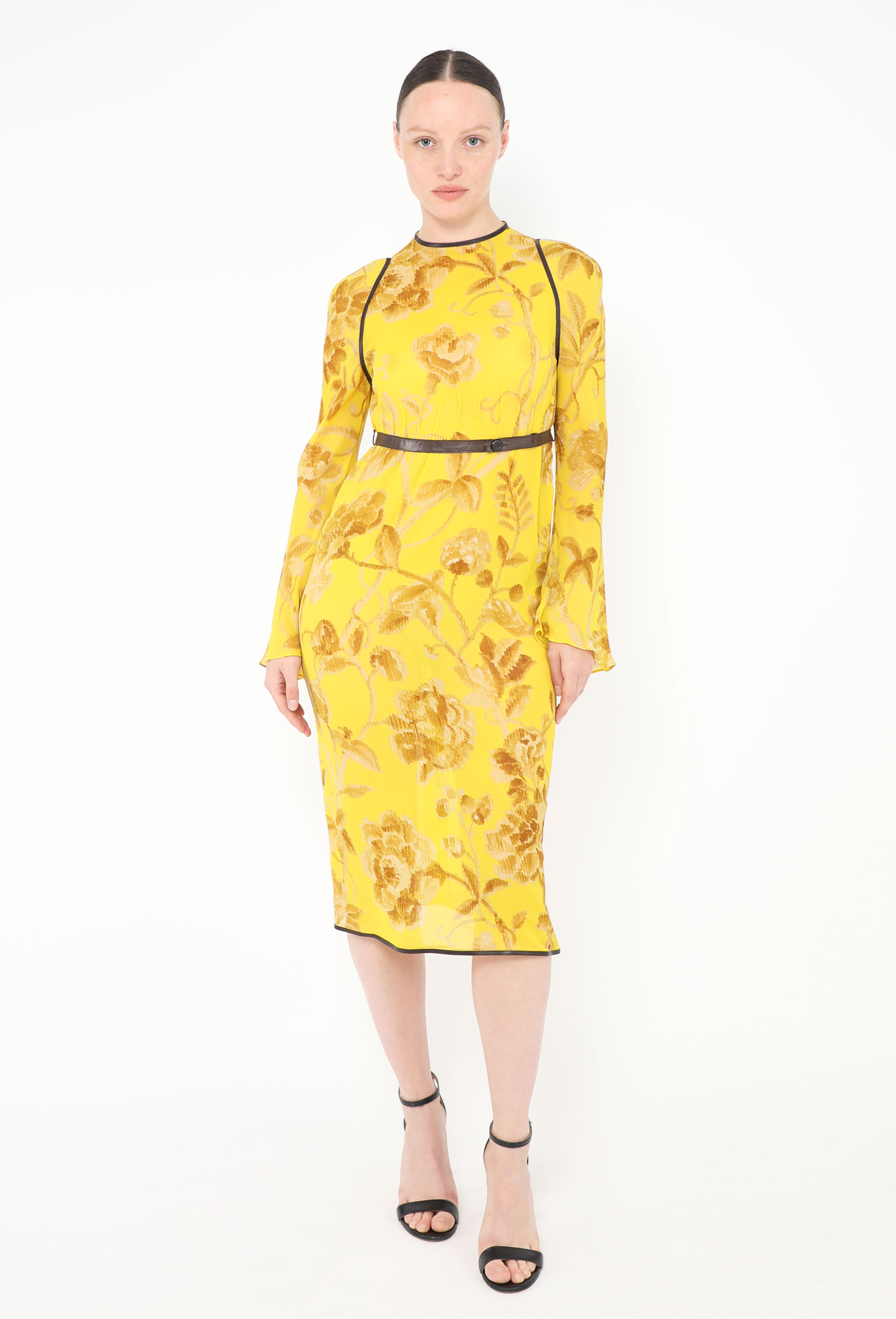 ワンピース PRADA DRESS (133309SOOO14LY F0018) 90s Floral Georgette Belted Dress - Prada | Authentic