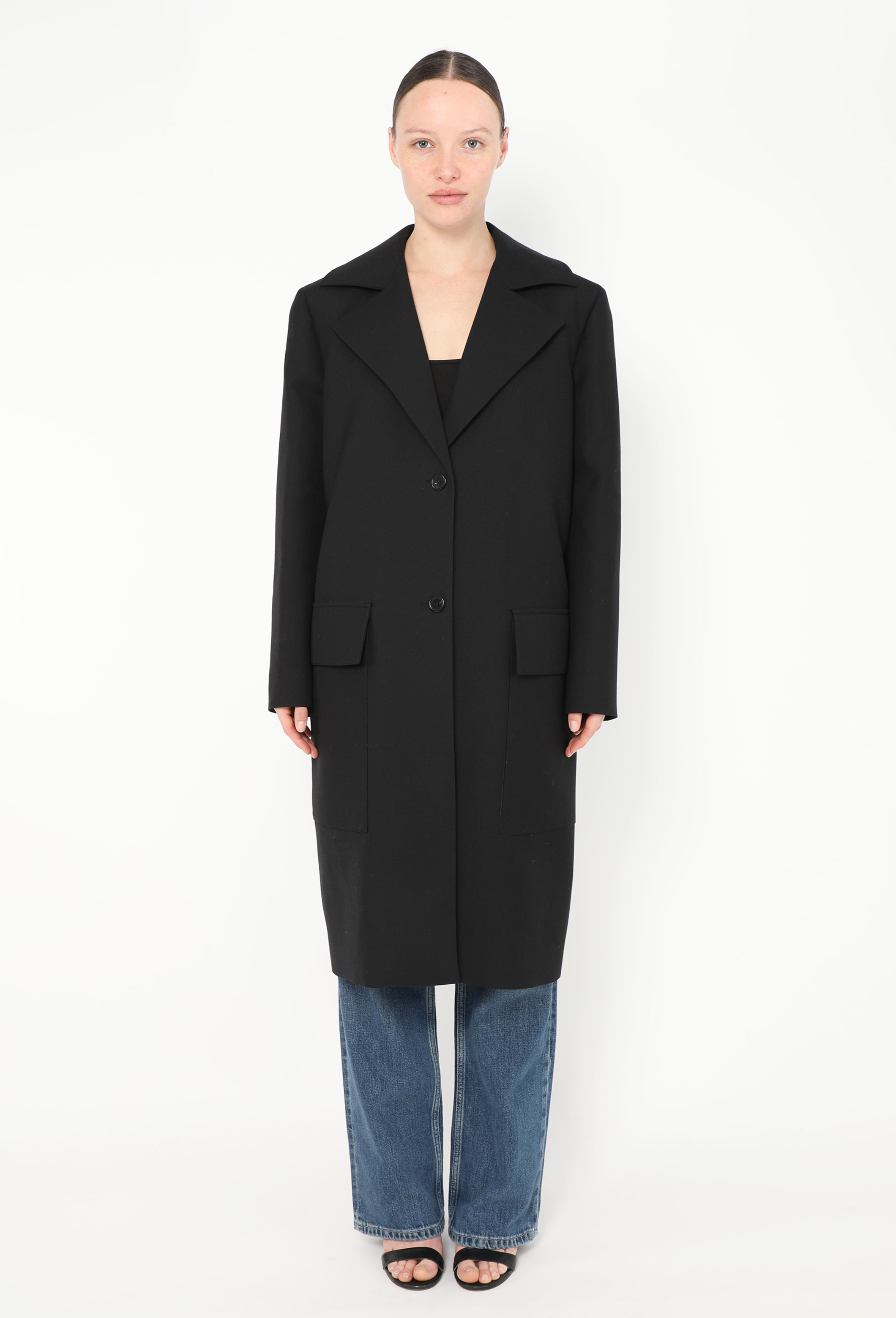 コート LENINA ERIS woolen tweed uneck coat_BLACK ERIS woolen tweed u-neck coat_black – Lenina