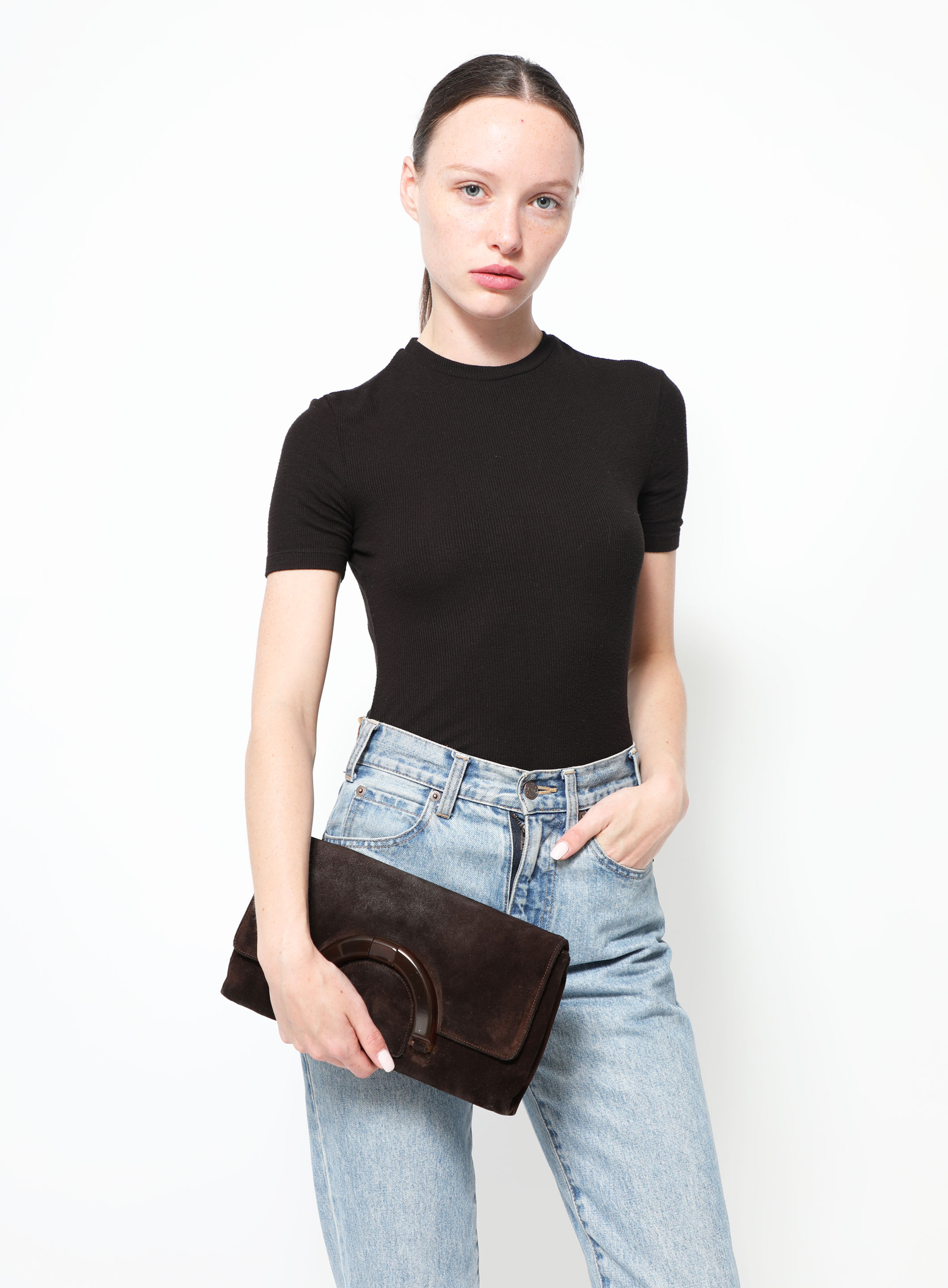 Suede Scoop Clutch