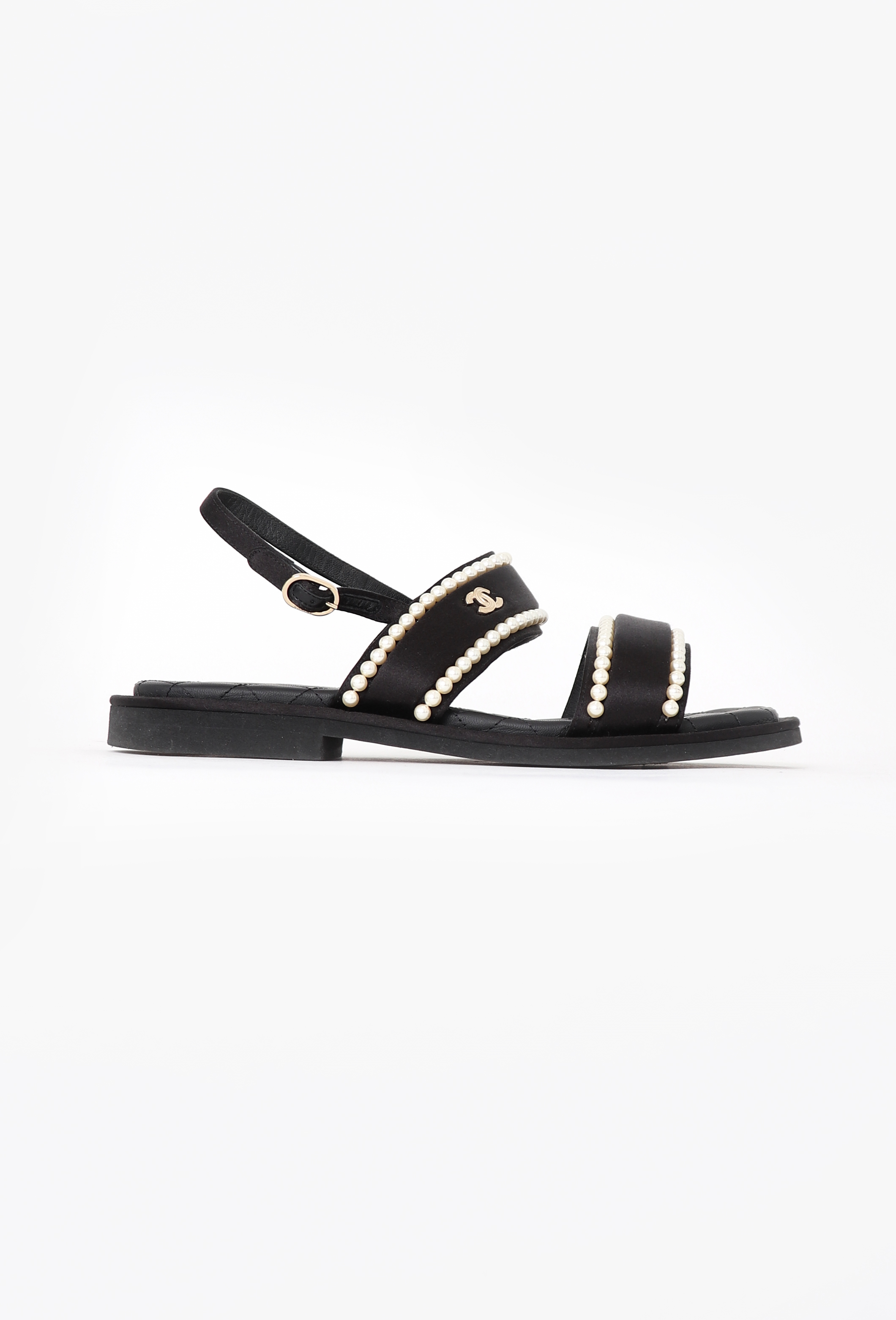 2022 Embellished Satin 'CC' Sandals - Chanel | Authentic 2022 Embellished Satin 'CC' Sandals - Chanel | Authentic
