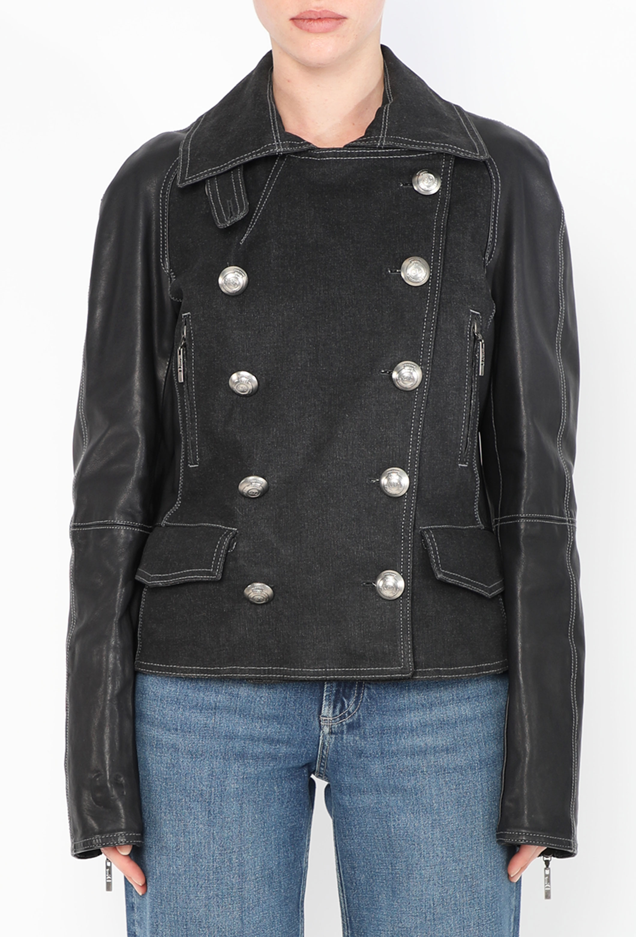 2006 Denim Leather Sleeve Jacket | Authentic & Vintage | ReSee 2006 Denim Leather Sleeve Jacket | Authentic & Vintage | ReSee
