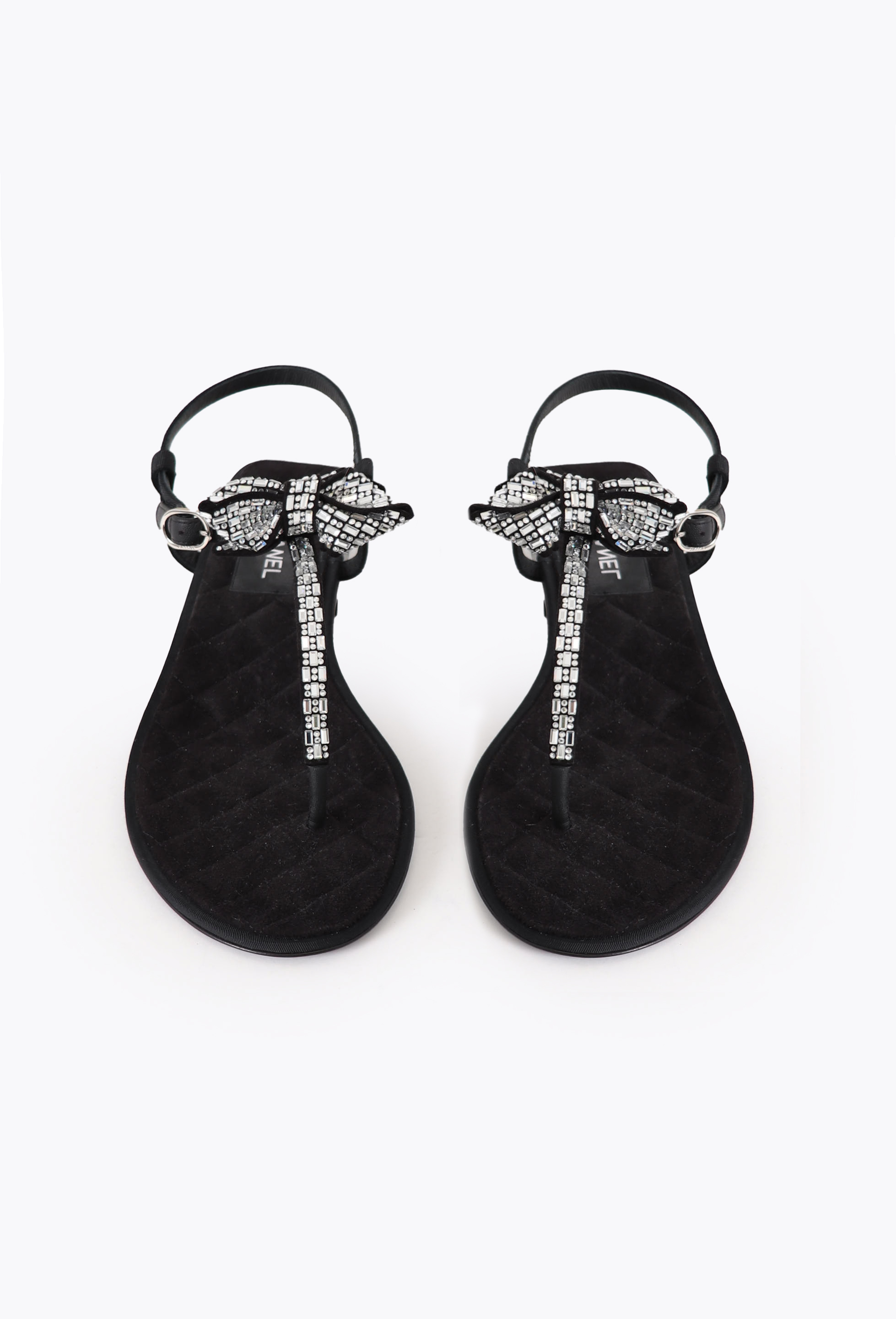 2023 Quilted Embellished Bow Sandals - Chanel | Authentic