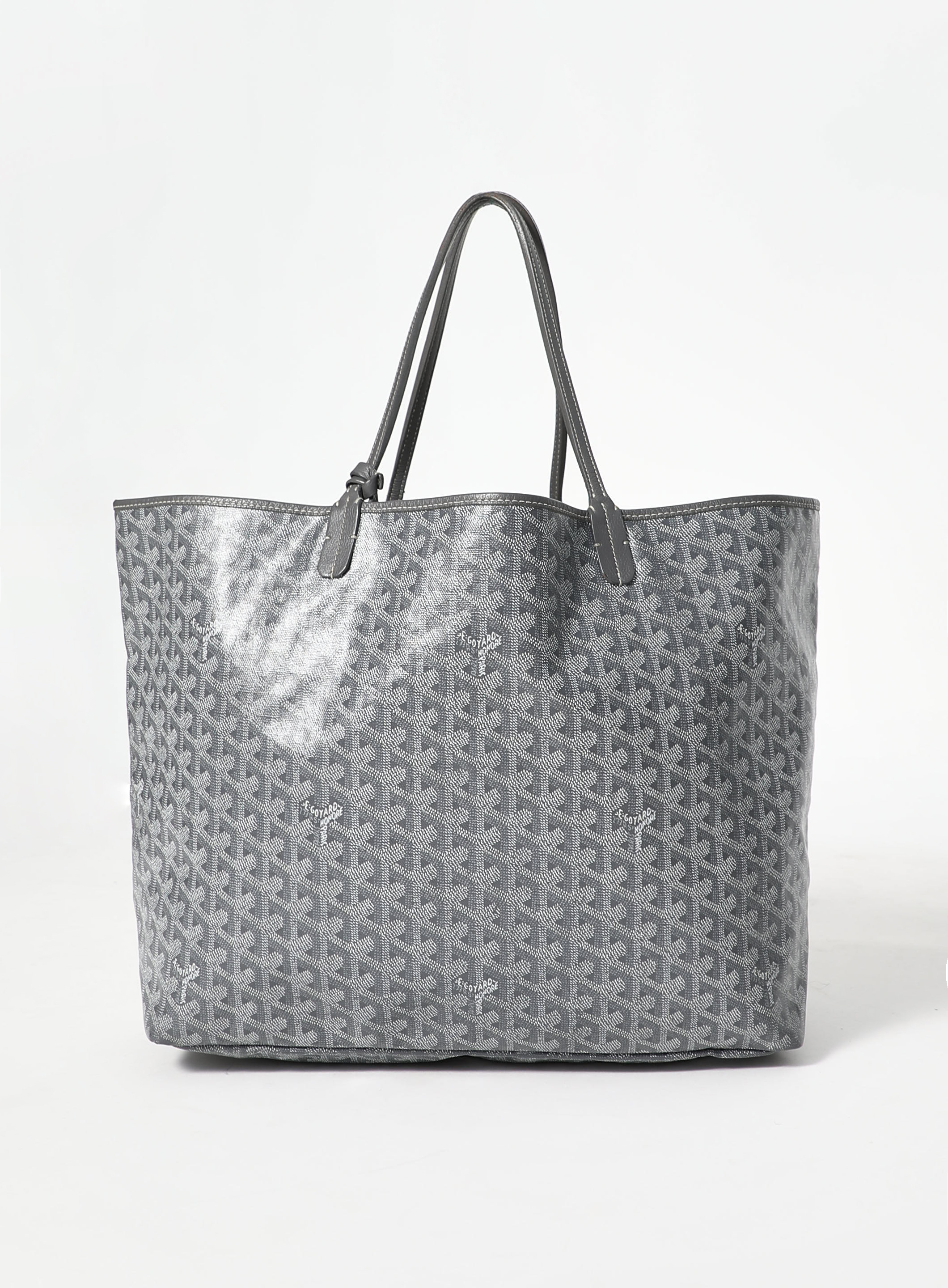 【美品】GOYARD Saint-Louis GM Tote Bag Gray Goyard Saint Louis Tote GM Grey in Canvas/Calfskin with Palladium