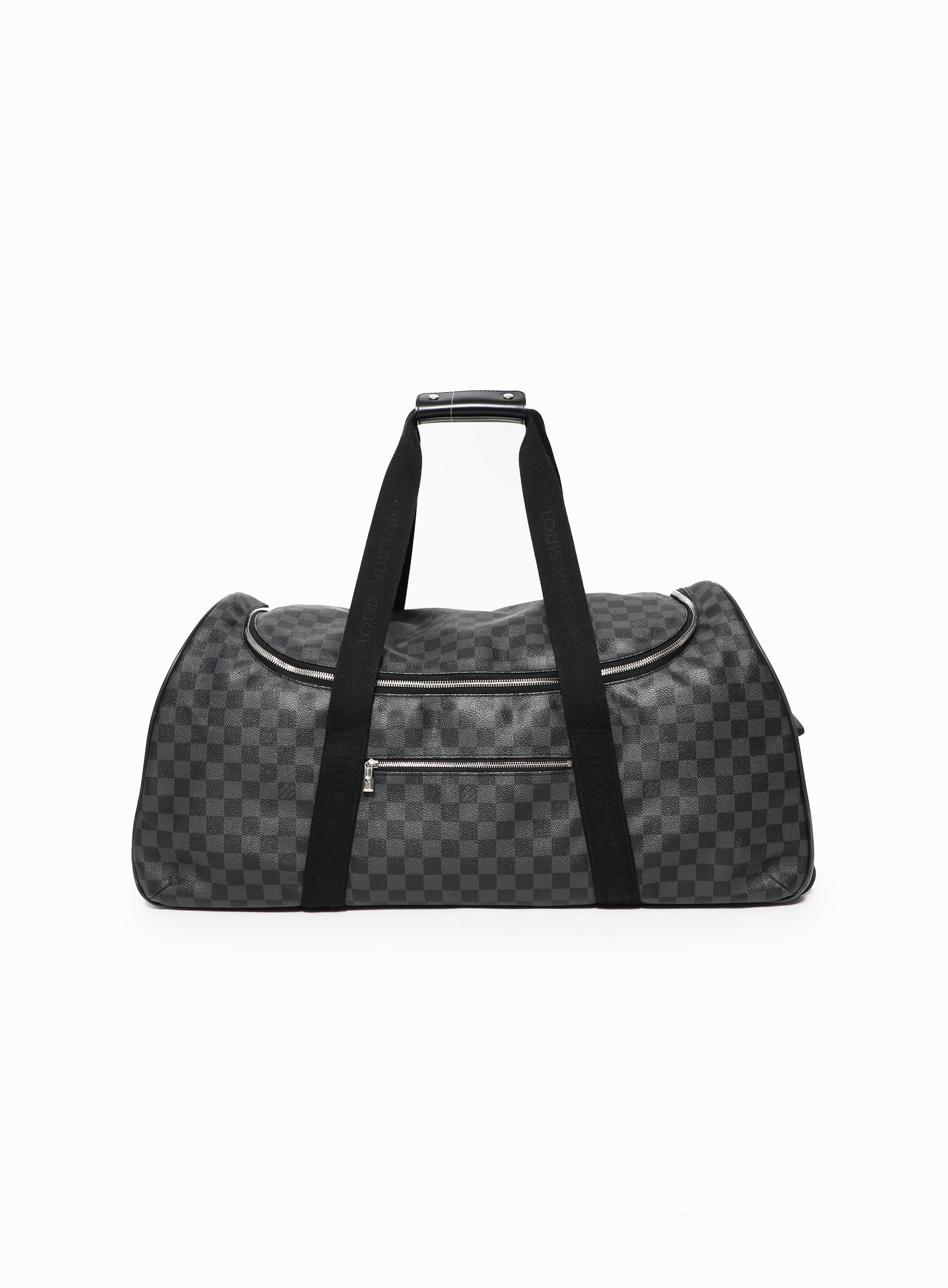 LOUIS VUITTON Authentic Men's Damier Shoulder Bag Graphite Canvas  Black Leather