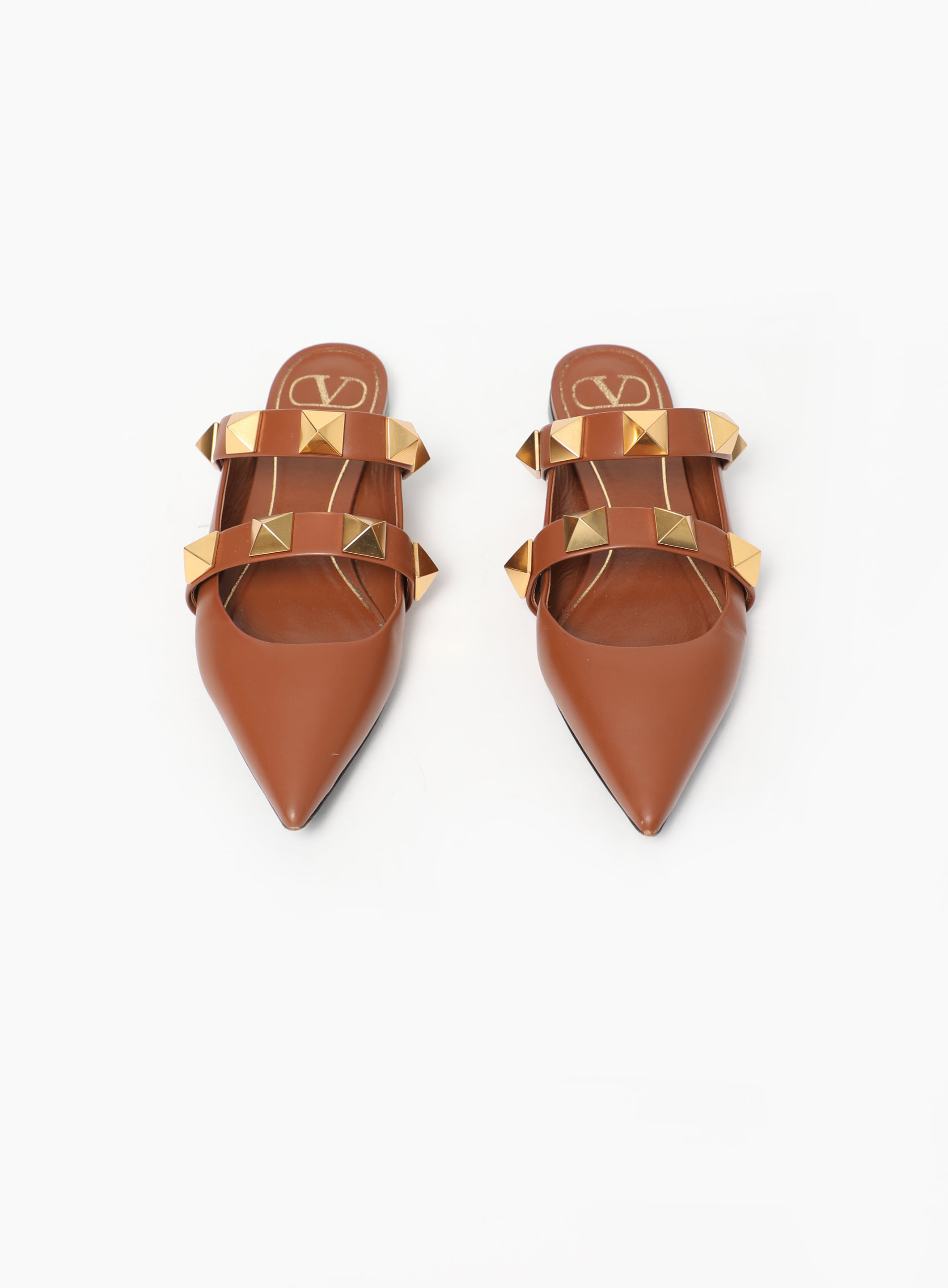 ROCKSTUD WISPY NUDE TAN CALFSKIN MULE 20MM