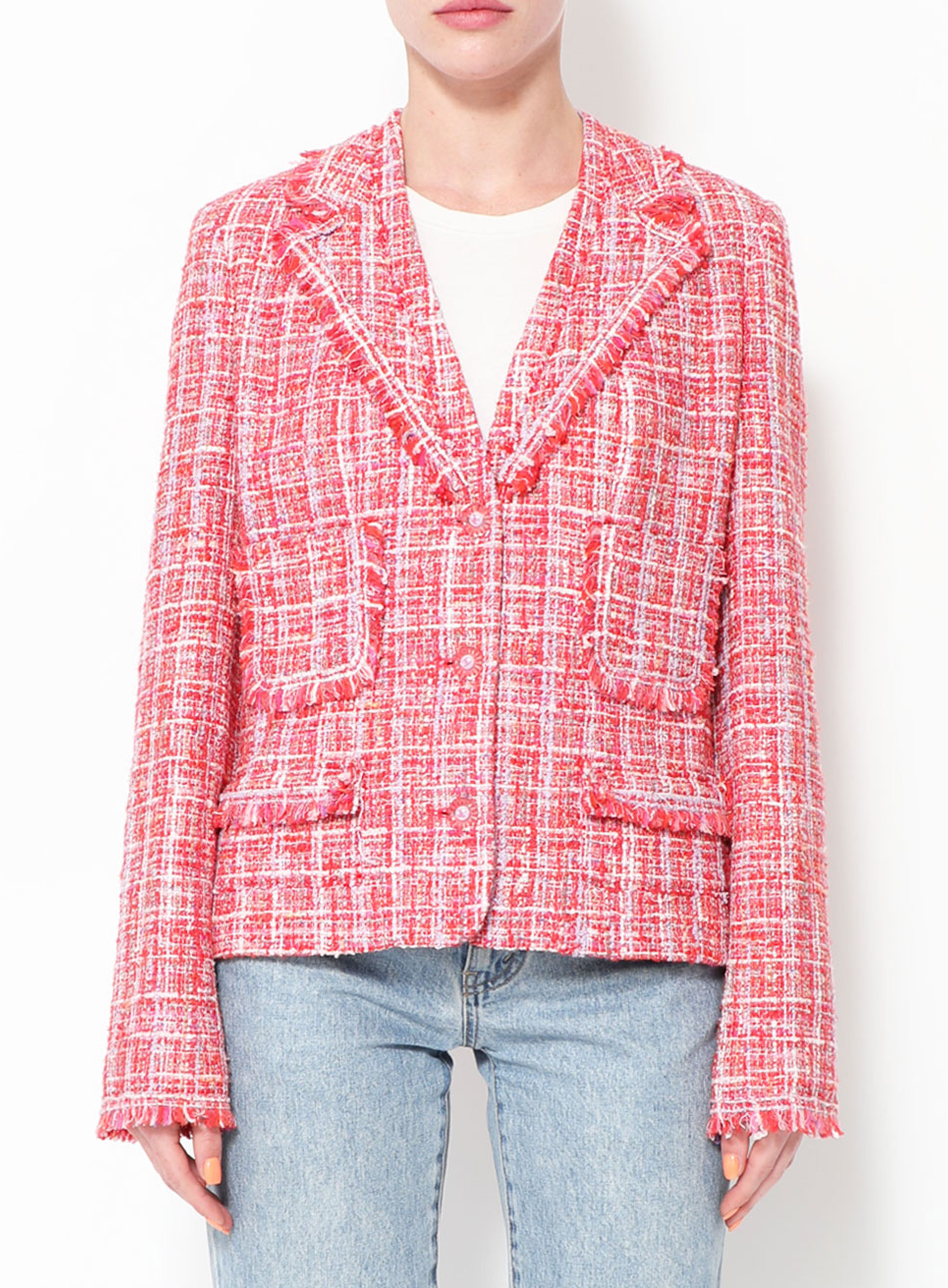 Chanel - Authenticated Jacket - Tweed Pink for Women, Very Good Condition