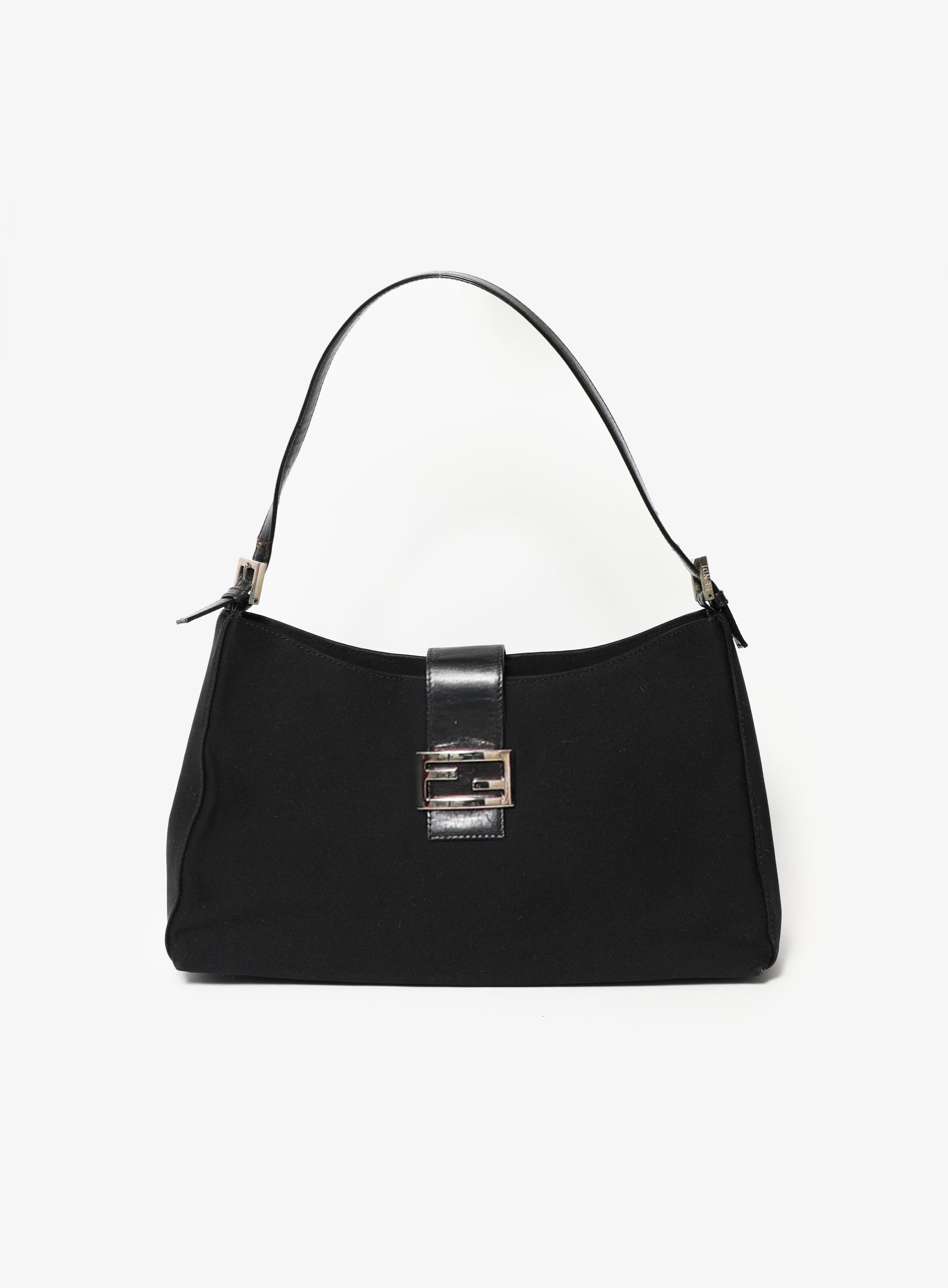 Black Fendi Neoprene and Leather Baguette Bag For Sale at 1stDibs