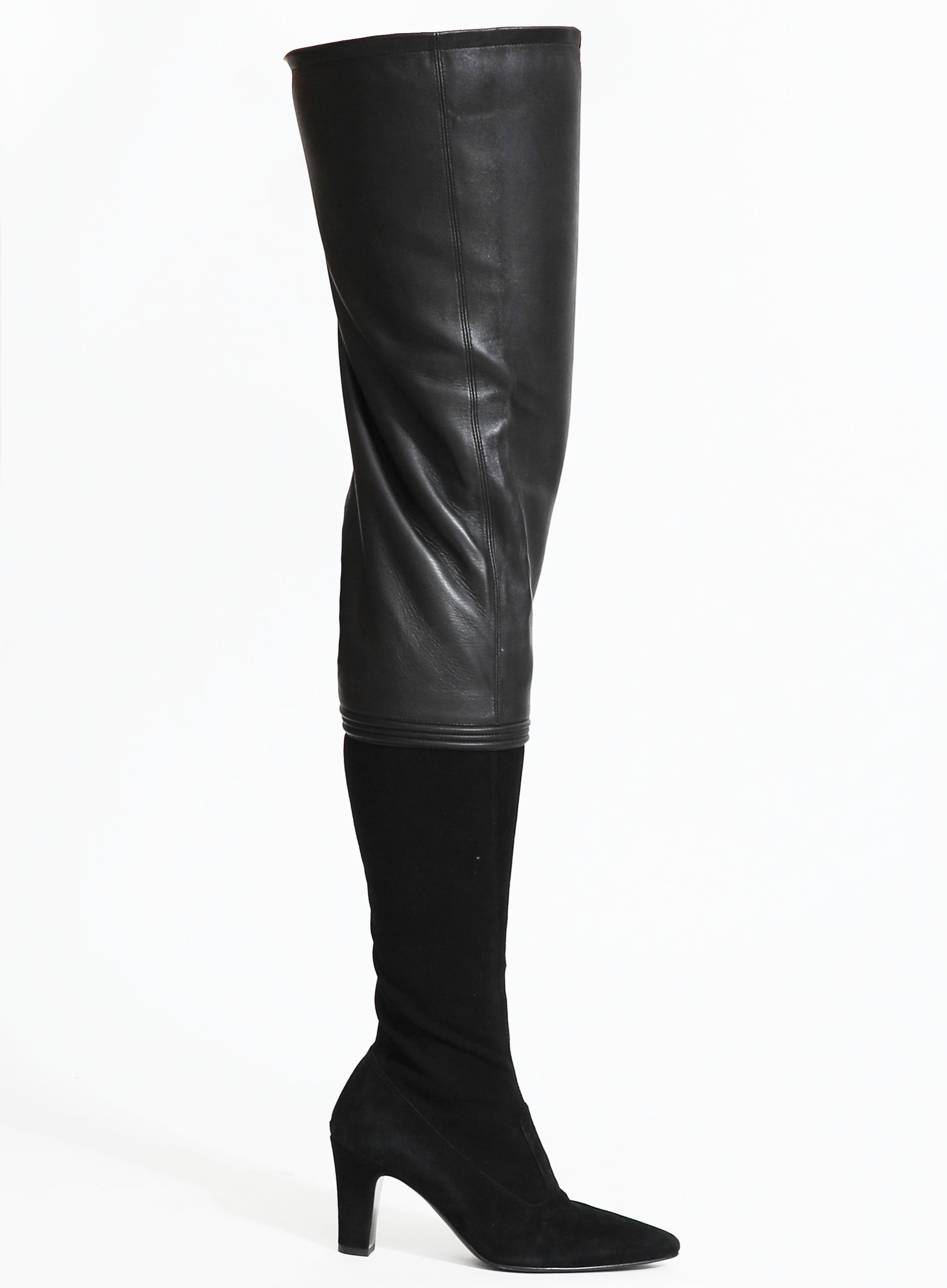 Thigh-High Leather Suede 'CC' Boots, Authentic & Vintage