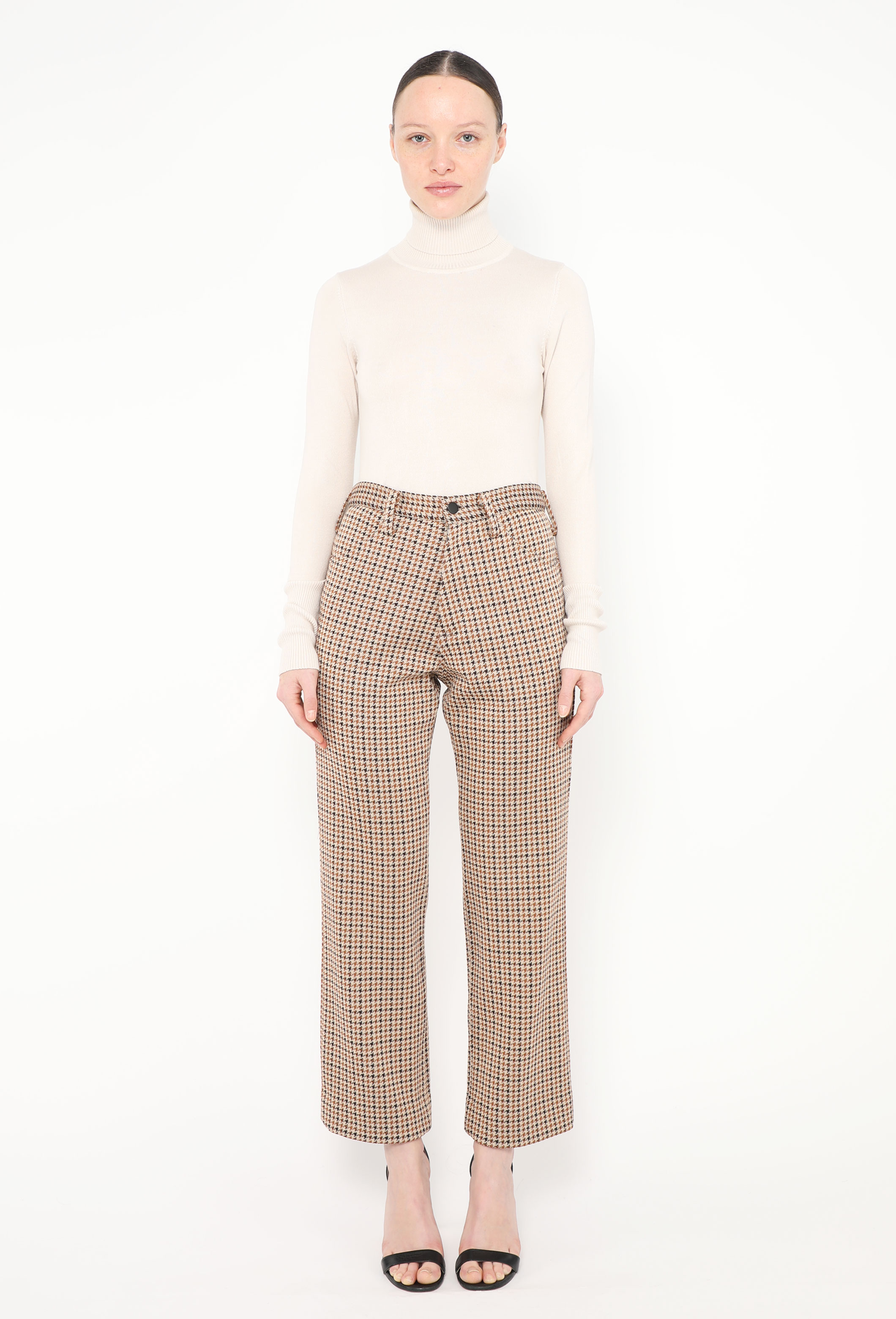 Heritage Tailored Houndstooth Pleated Trousers - Black