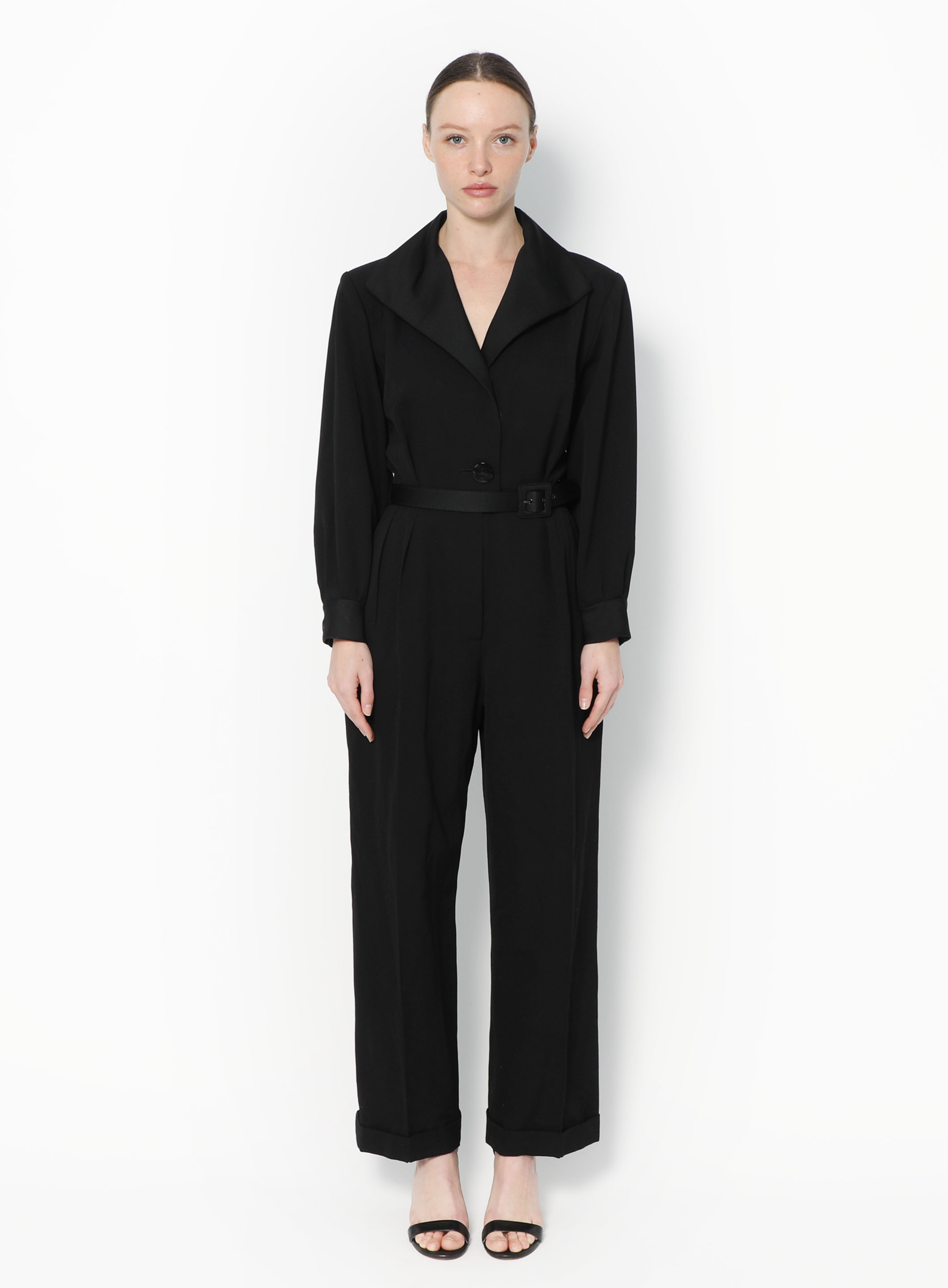 【送料&関税込】Saint Laurent Black Drill Jumpsuit Saint Laurent Black Drill Jumpsuit | italist