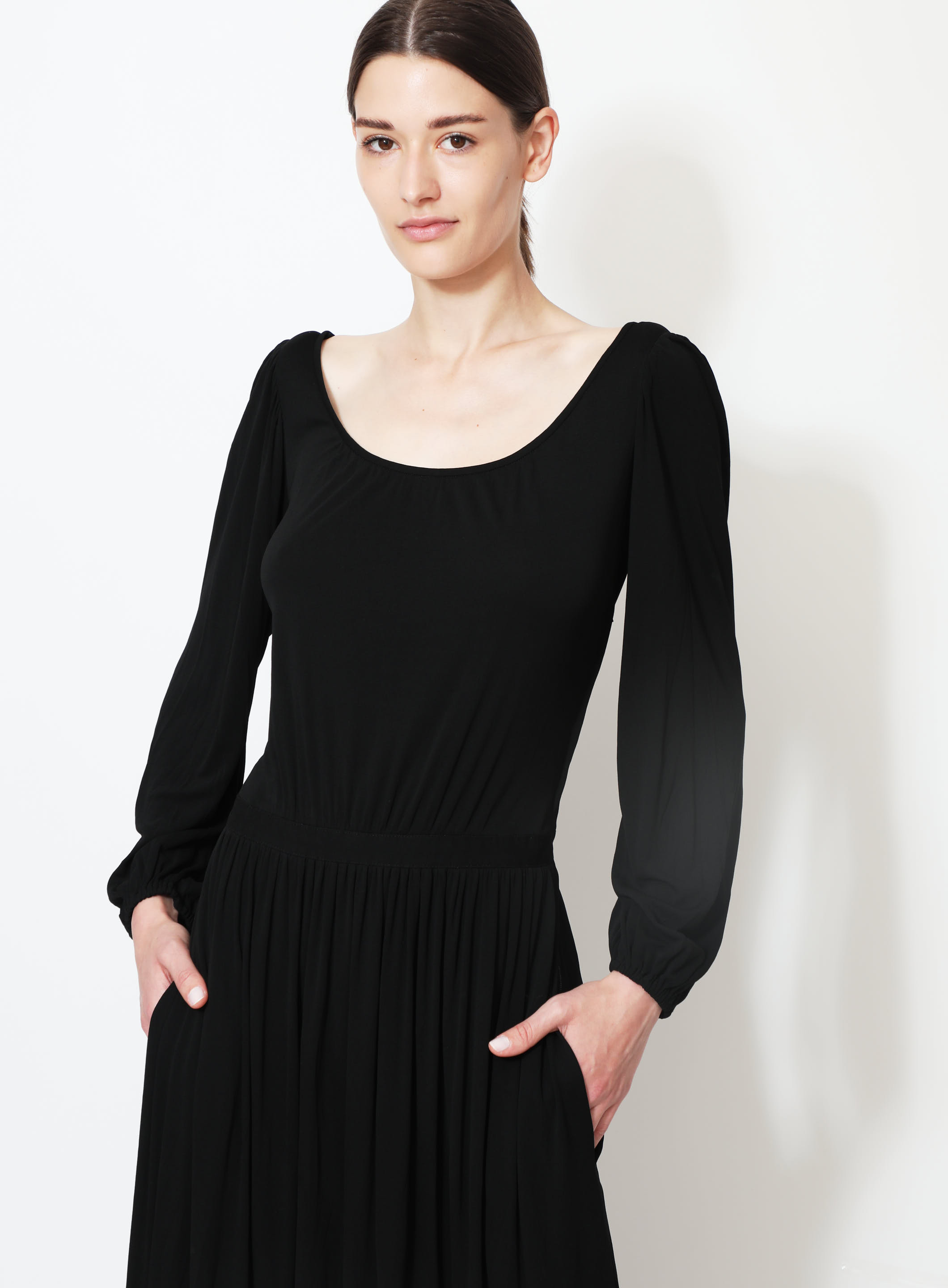 ワンピース Saint Laurent DRESS (695028Y3E30 1000) Timeless '70s Boat Neck Dress | Authentic & Vintage | ReSee