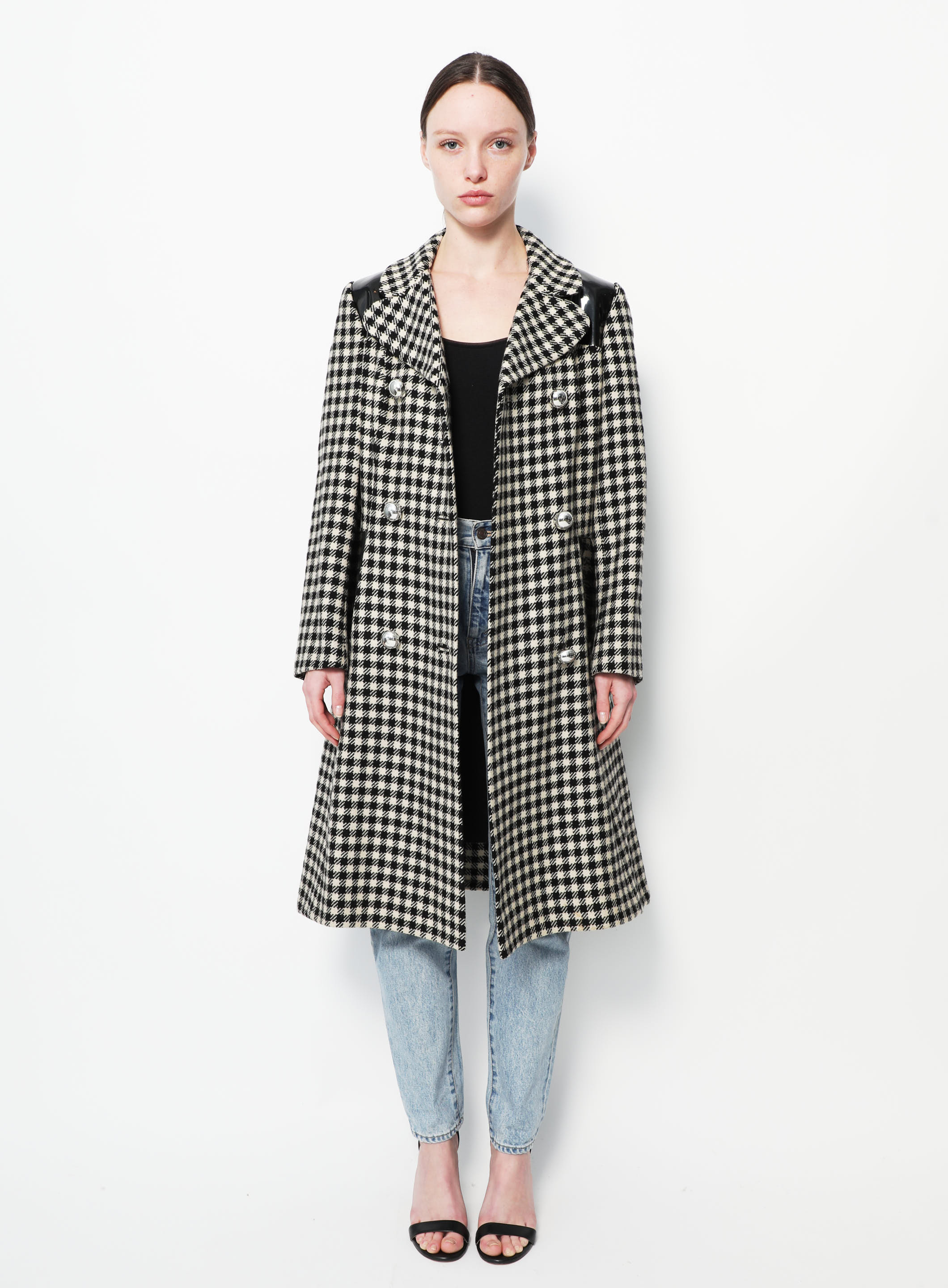 60s Houndstooth Vinyl Coat Authentic & Vintage ReSee