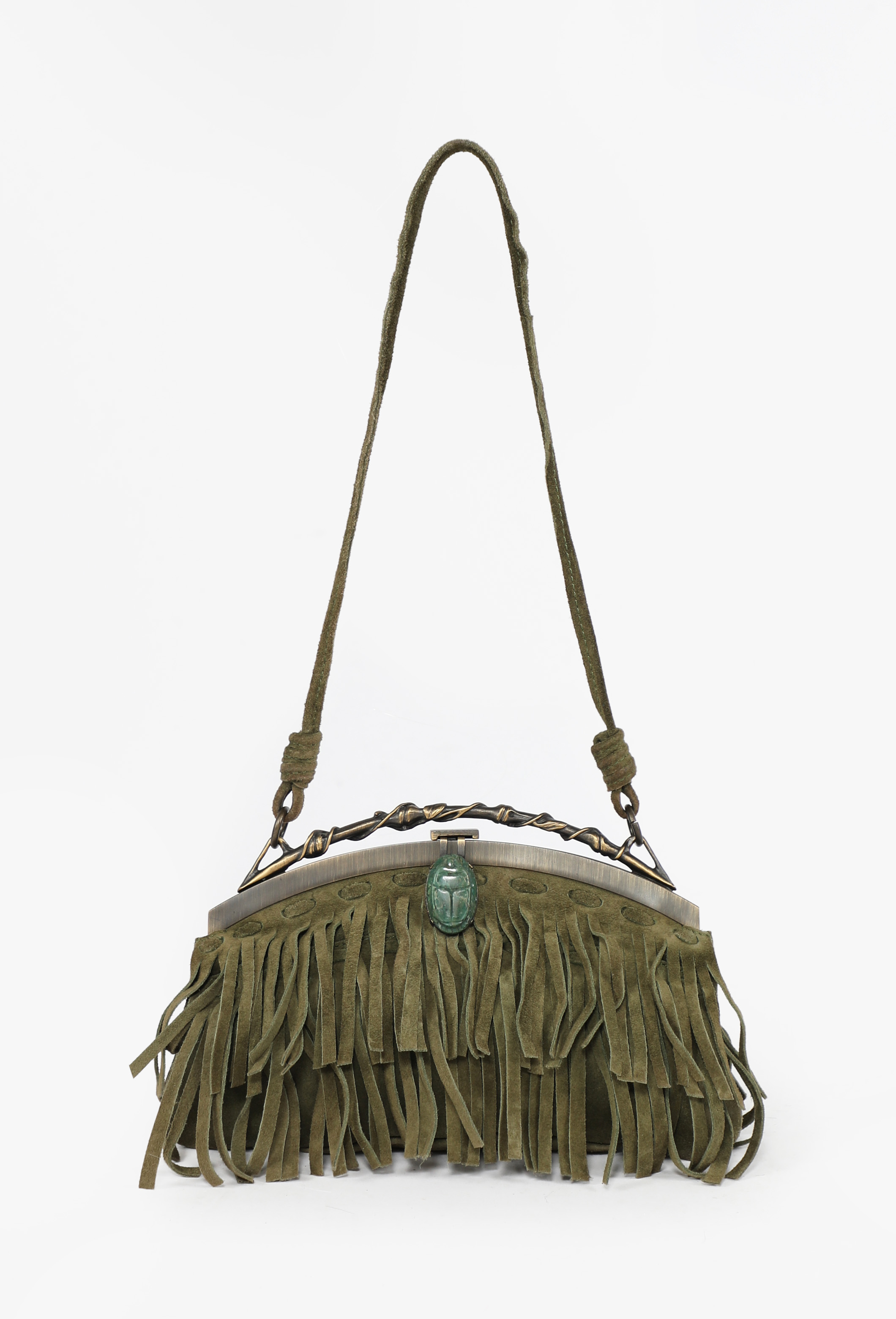 Suede Scarab Kiss-Lock Fringe Bag, S/S 2003 - Valentino | ReSee