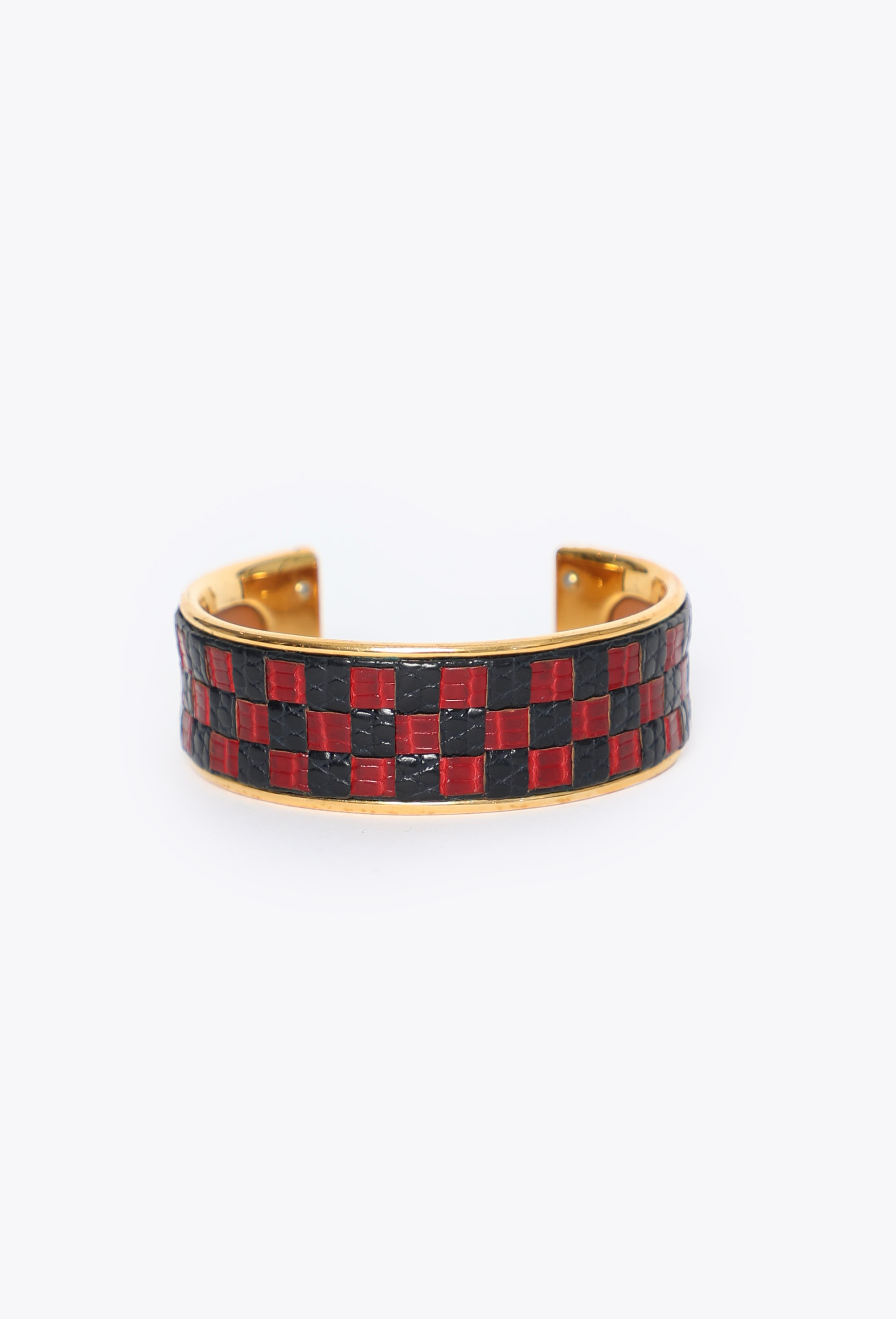 Vintage Checkered Leather Bracelet - Hermès | ReSee