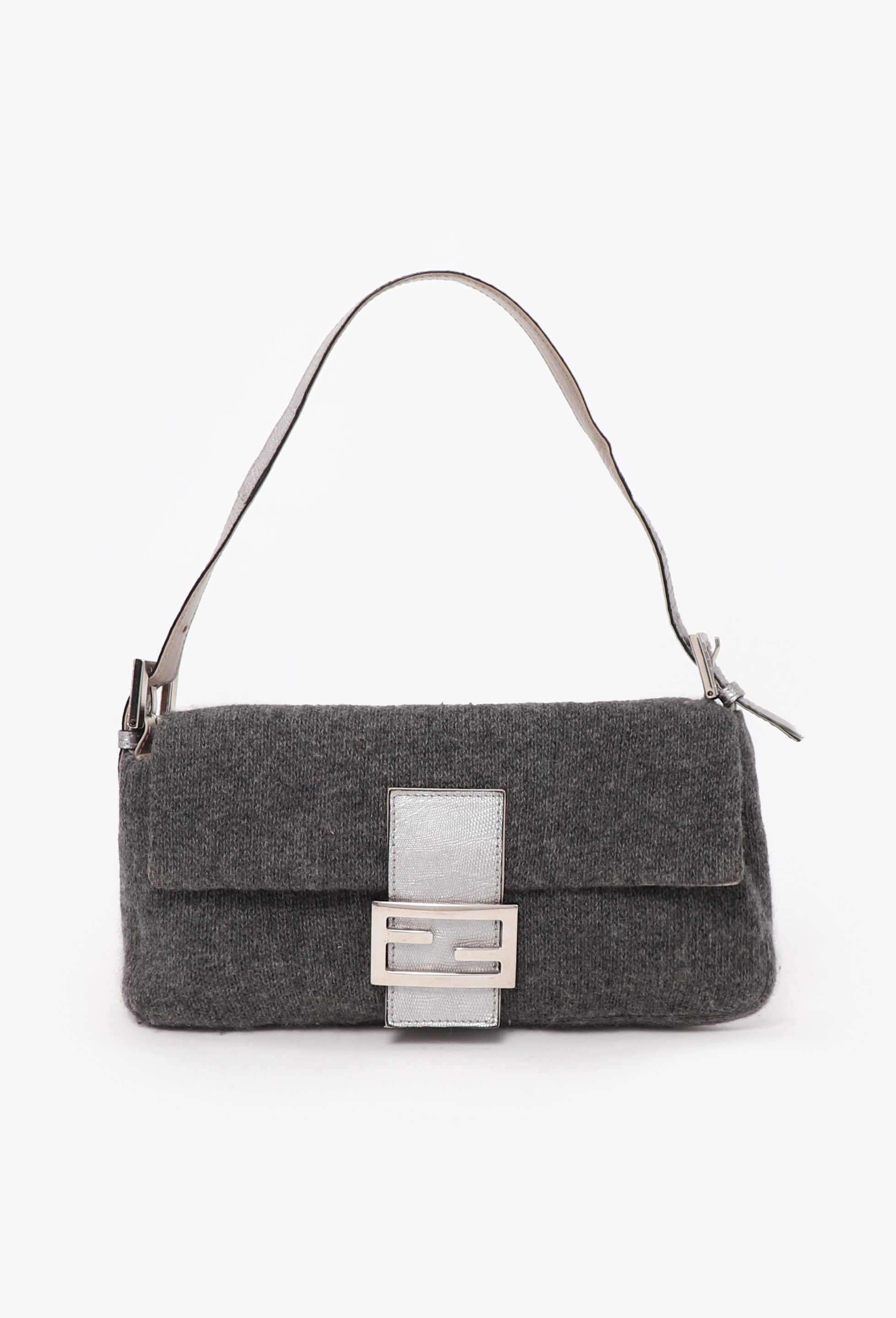 ★Fendi グレー ハンドバッグ カシミヤヴィンテージ Vintage Cashmere & Lizard Baguette Bag - Fendi | ReSee