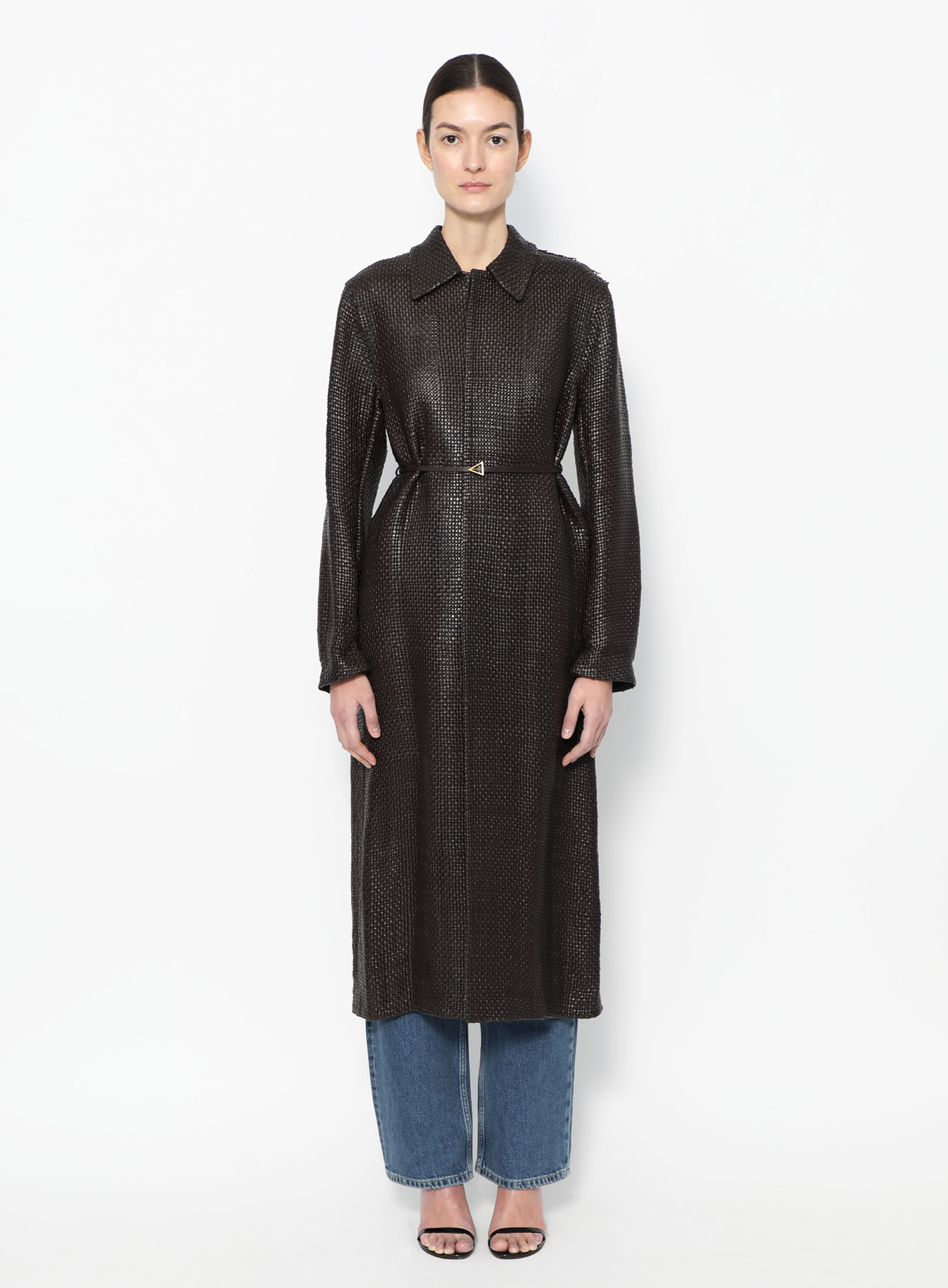 Intrecciato Leather Coat | Authentic & Vintage | ReSee Intrecciato Leather Coat | Authentic & Vintage | ReSee