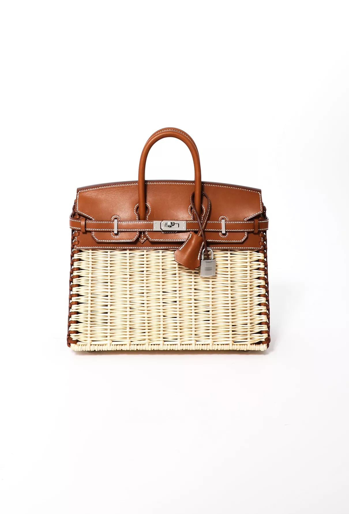 Hermes Fauve Brown Picnic Kelly Mini 20 Bag Handbag Wicker