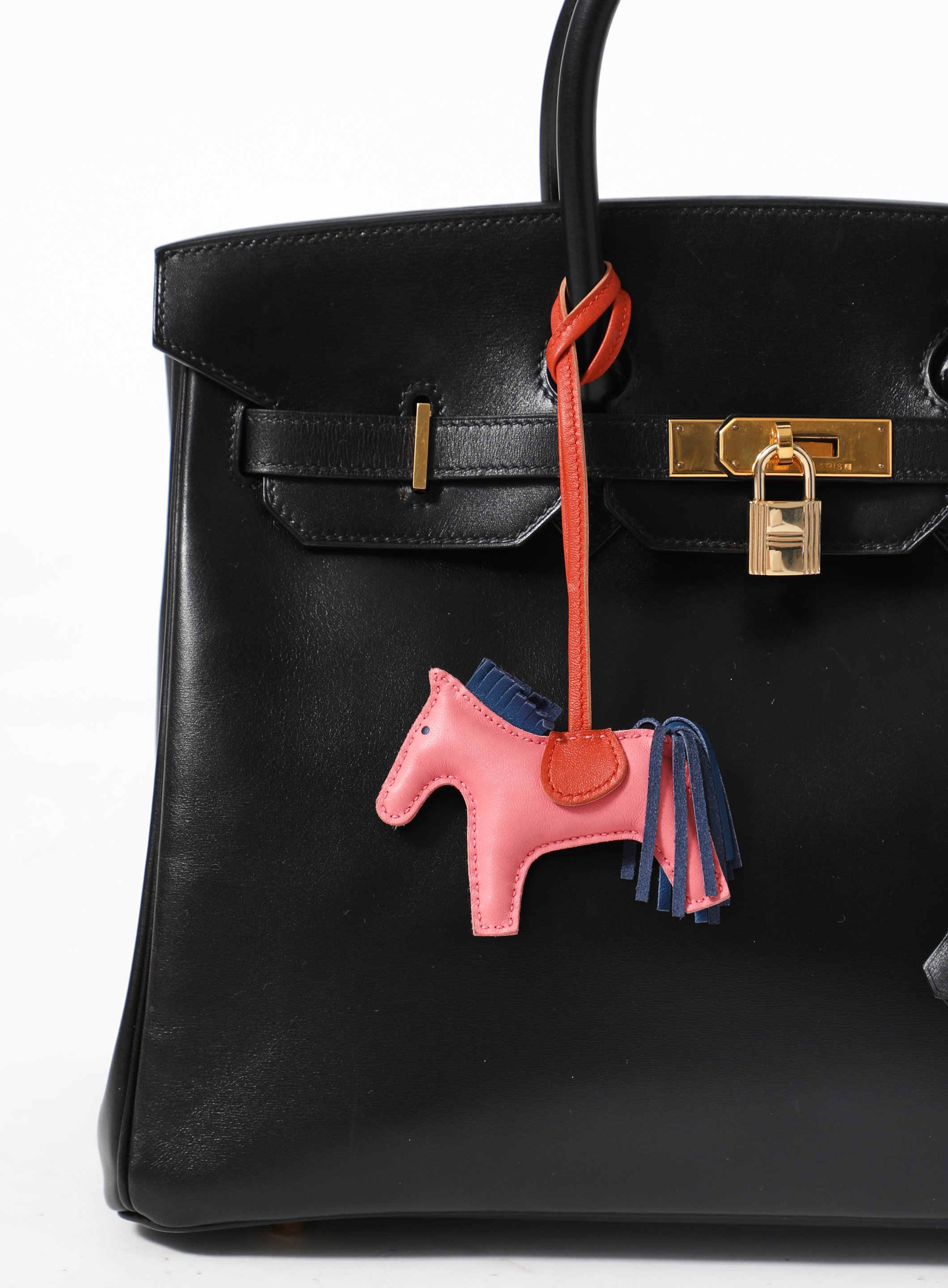 HERMES Milo Lambskin Grigri Rodeo Horse Bag Charm PM Rose Mexico
