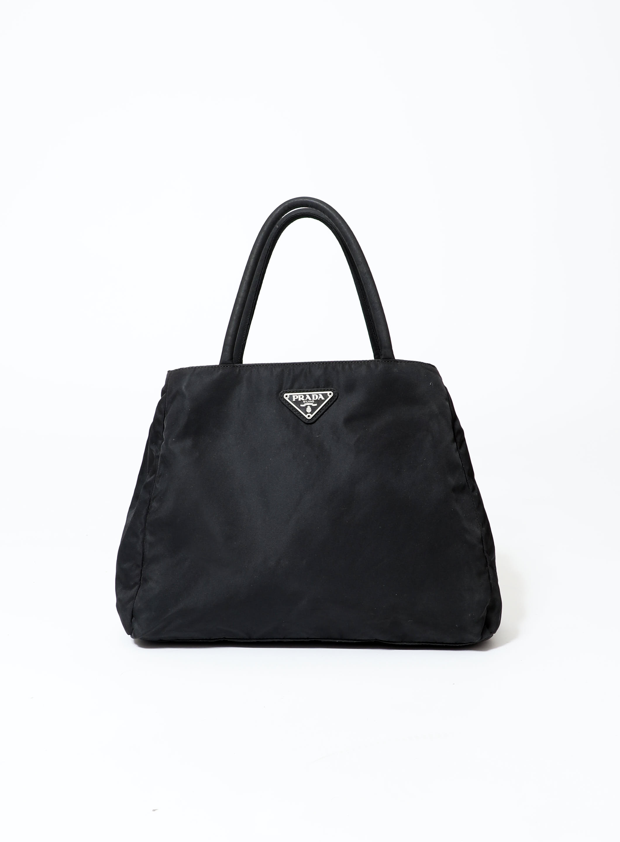 Prada Vintage - Logo Nylon Tote Bag - Black - Leather Handbag