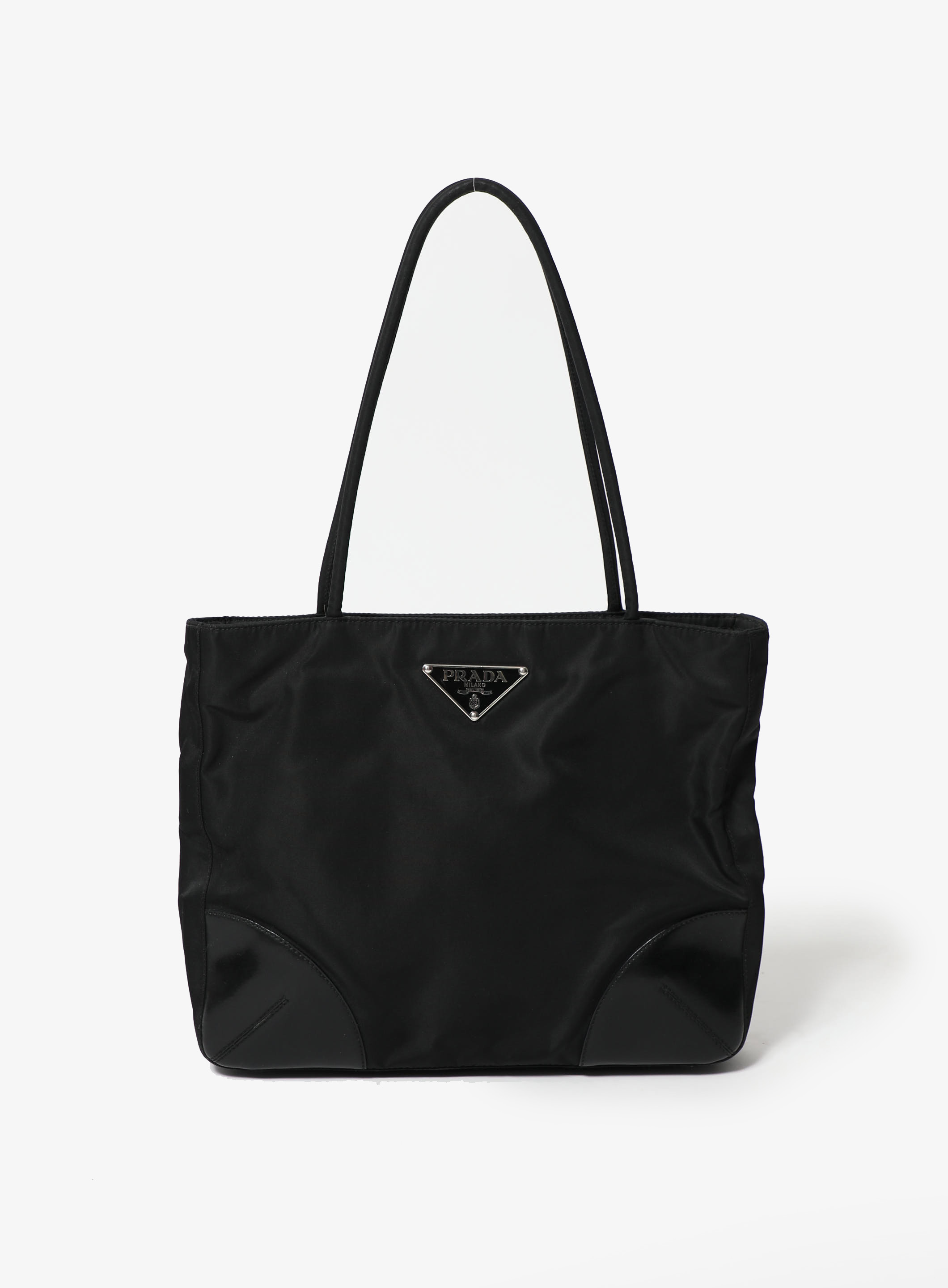 Prada Nylon Tote Shoulder Bag with Leather Handle