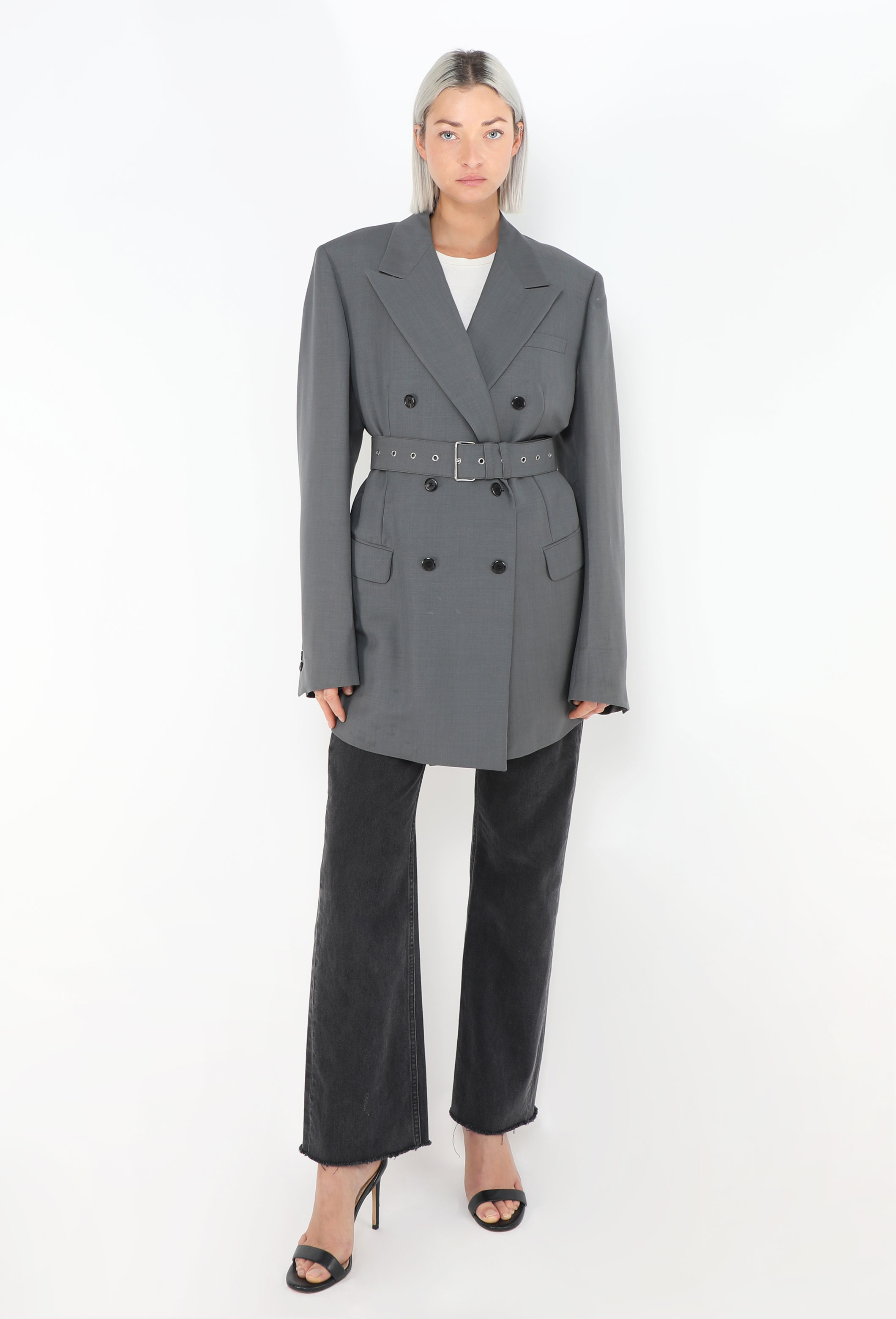 99aw PRADA プラダ Belted Blazer ベルト ジャケット 2018 Oversized Belted Blazer - Prada | ReSee