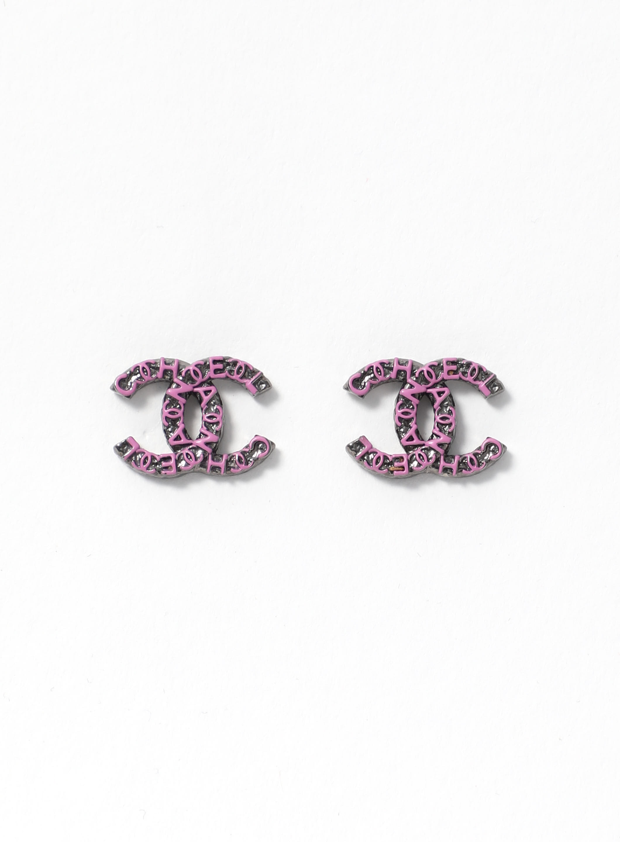 Chanel Boucles Oreille Pink Crystal Enamel Earring