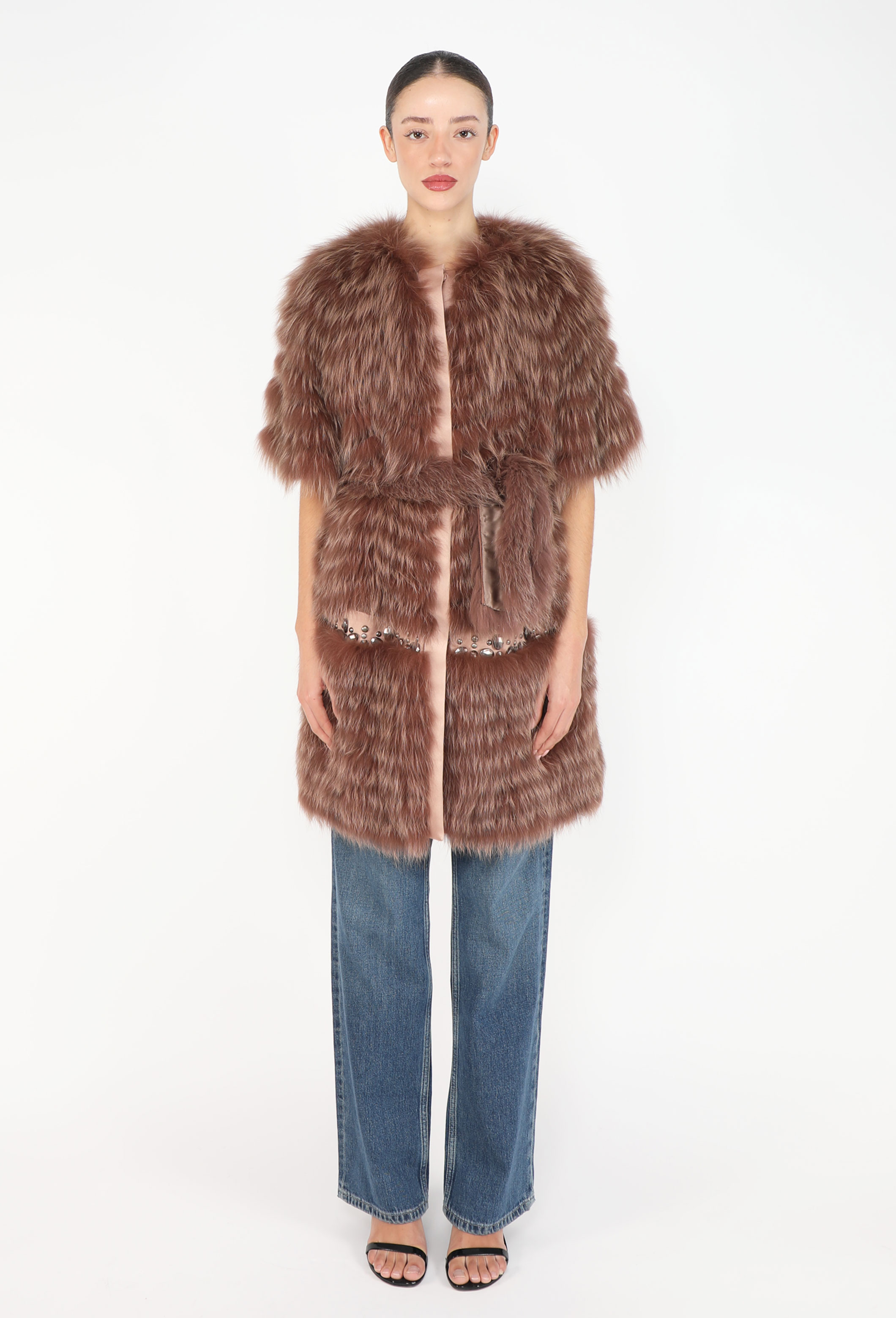 sh3098 クリスチャンディオール　Dior ブラウンファーフード付きコート Fox Fur Embellished Belted Coat - Dior | ReSee