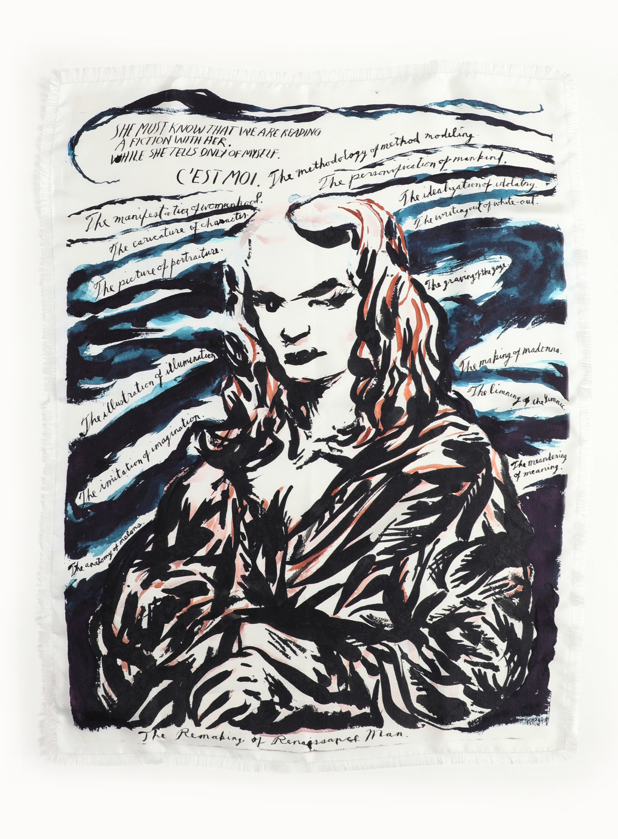 極美品■DIOR×RAYMOND PETTIBON　19AW　モナリザ　シルク F/W 2019 x Raymond Pettibon Mona Lisa Scarf | Authentic