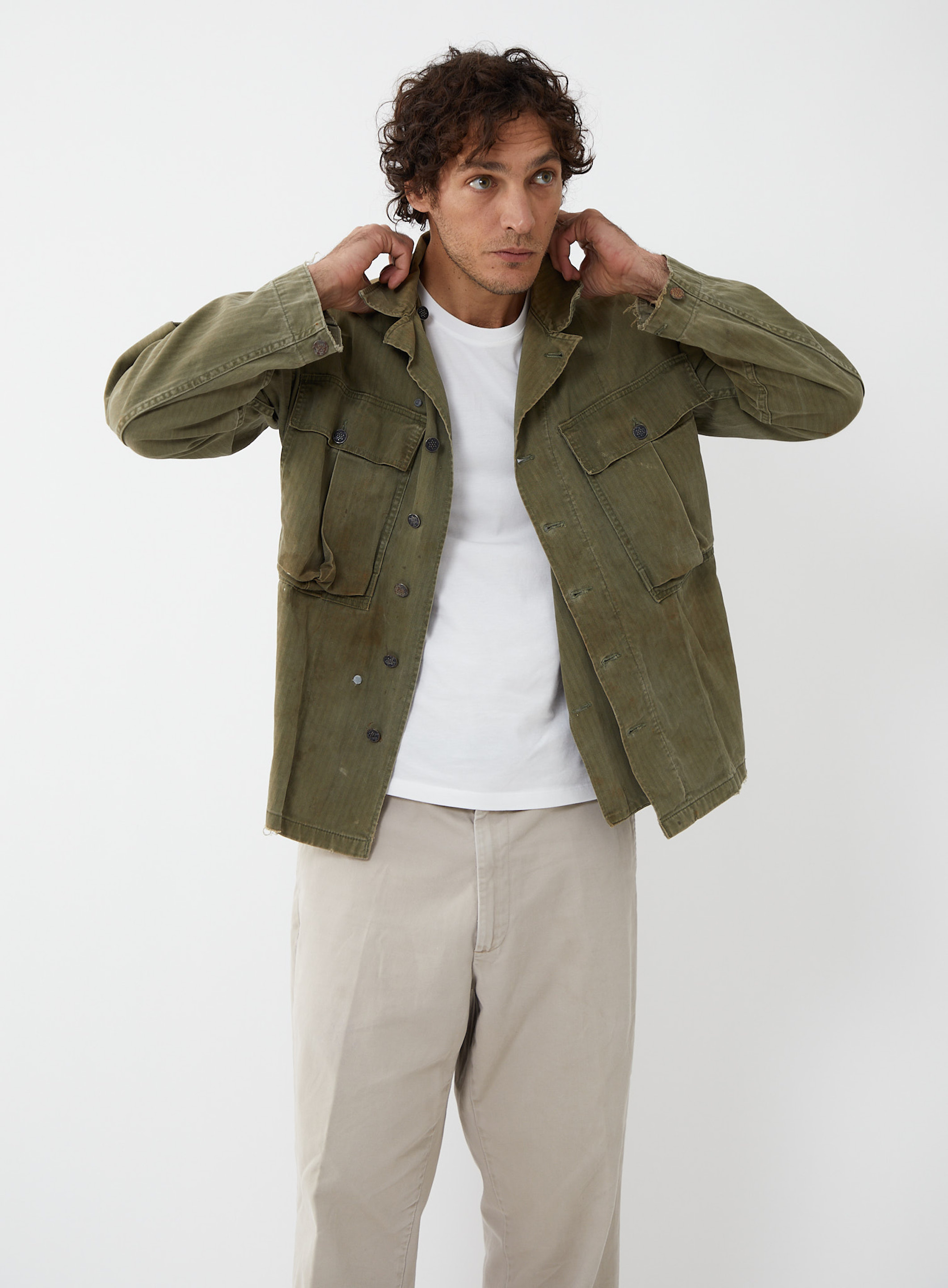 1940s WWII Herringbone Field Jacket | Authentic & Vintage | ReSee