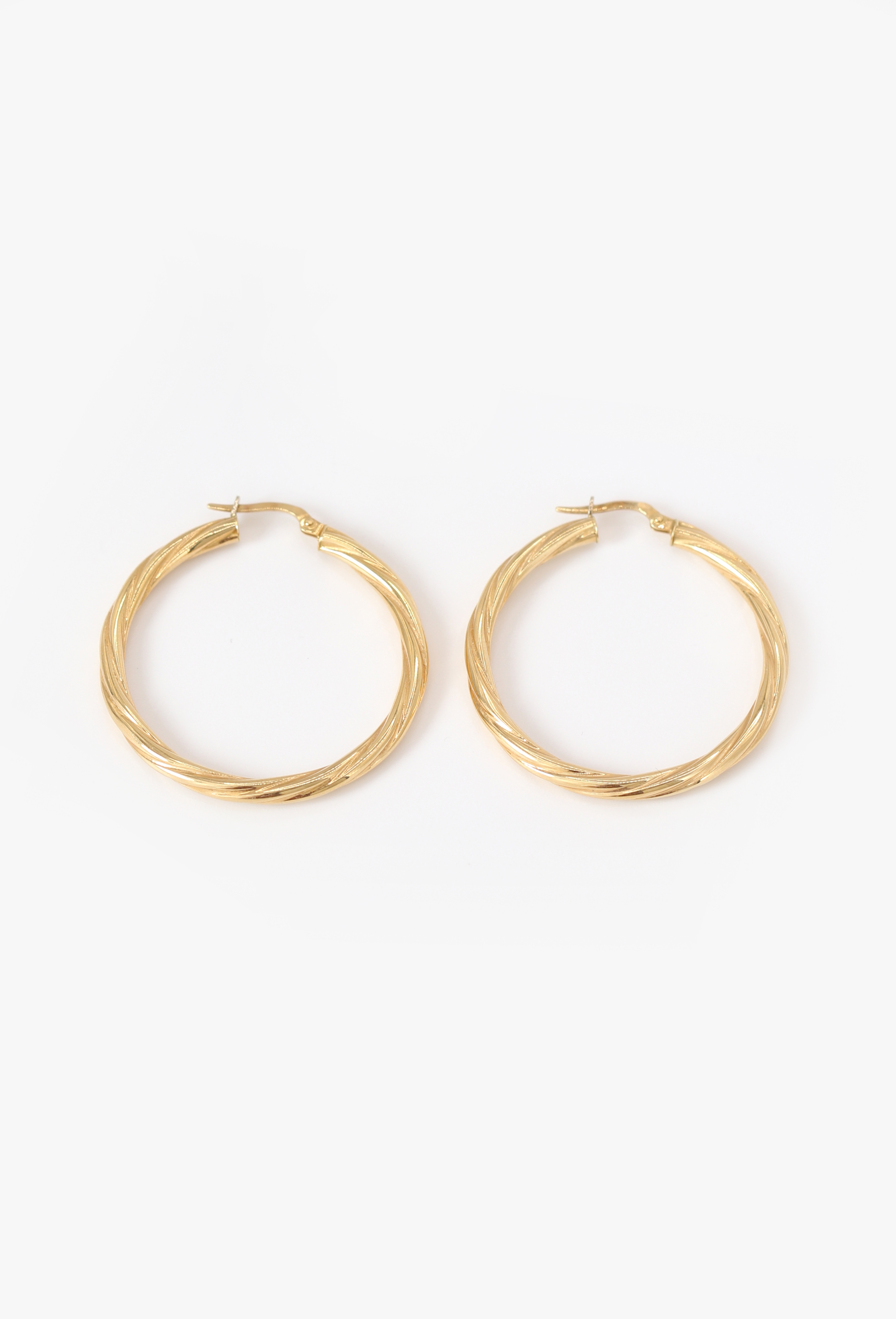 18k Yellow Gold Twisted Hoop Earrings | Authentic & Vintage