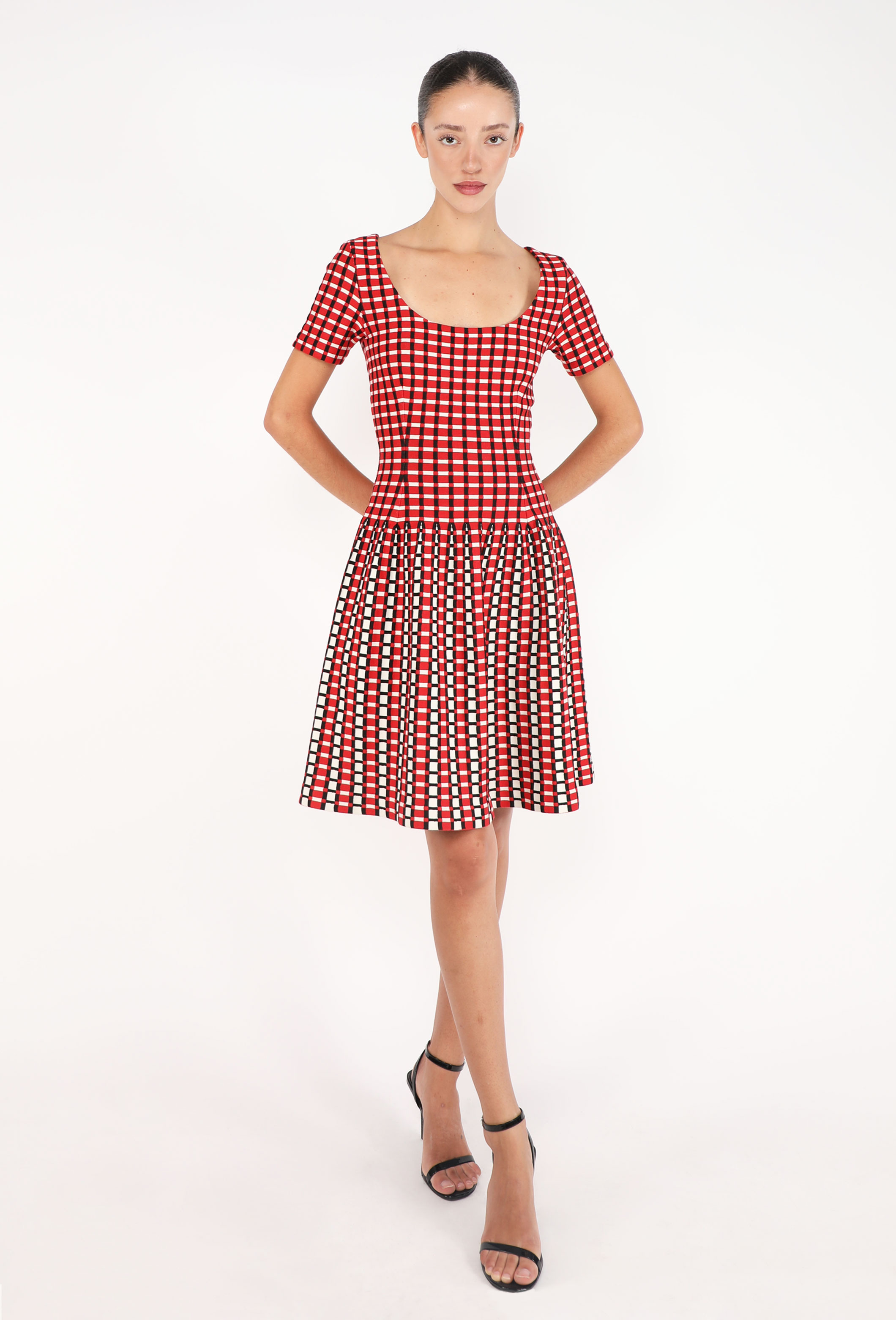 PRADA チェック柄 リボン　ハイヒール　37 Checkered Bodycon Skater Dress - Prada | ReSee
