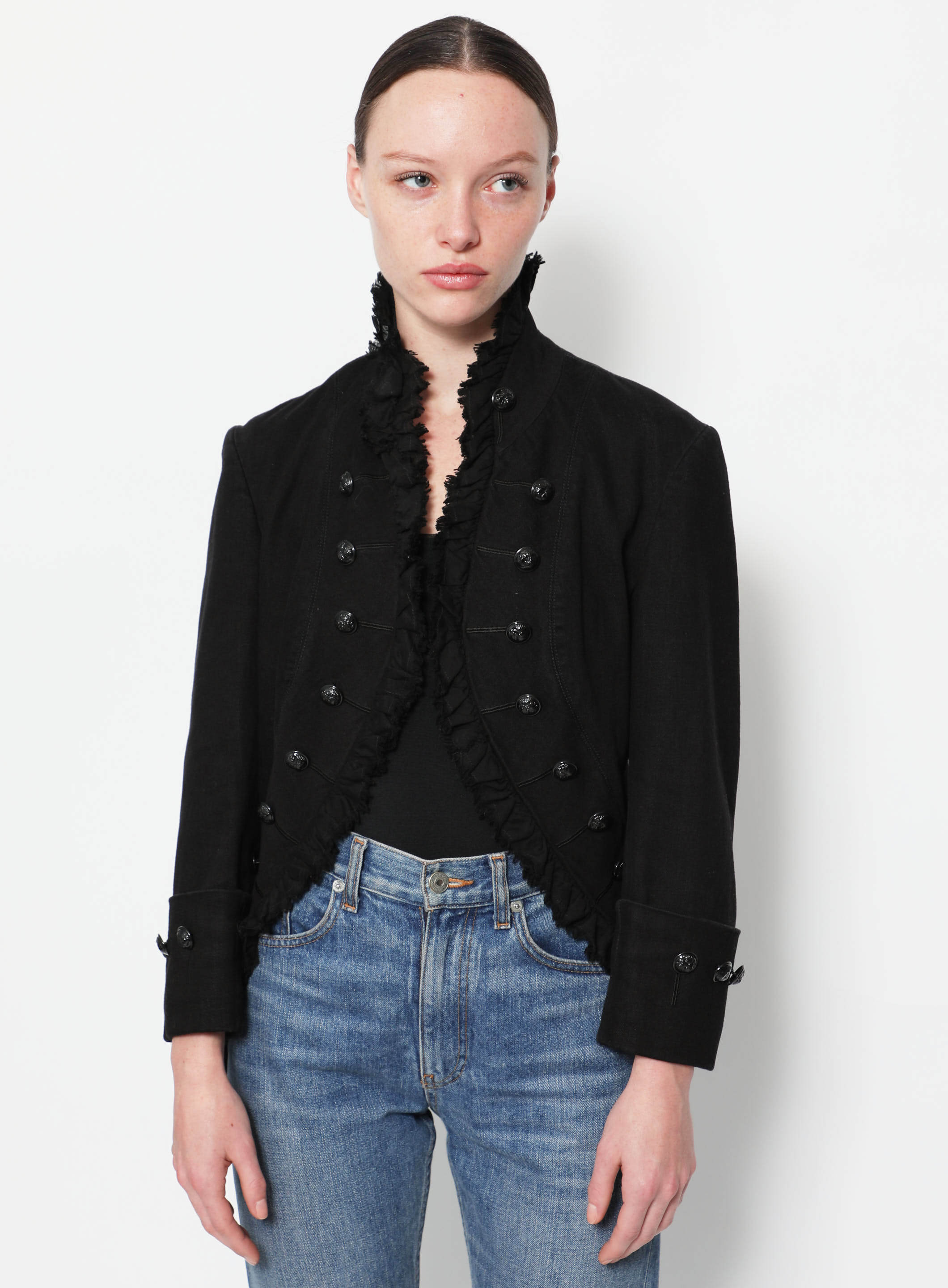 vintage【military】dress jacket denim 黒 JEKE-DG Men's Distressed Vintage Denim Jackets Single