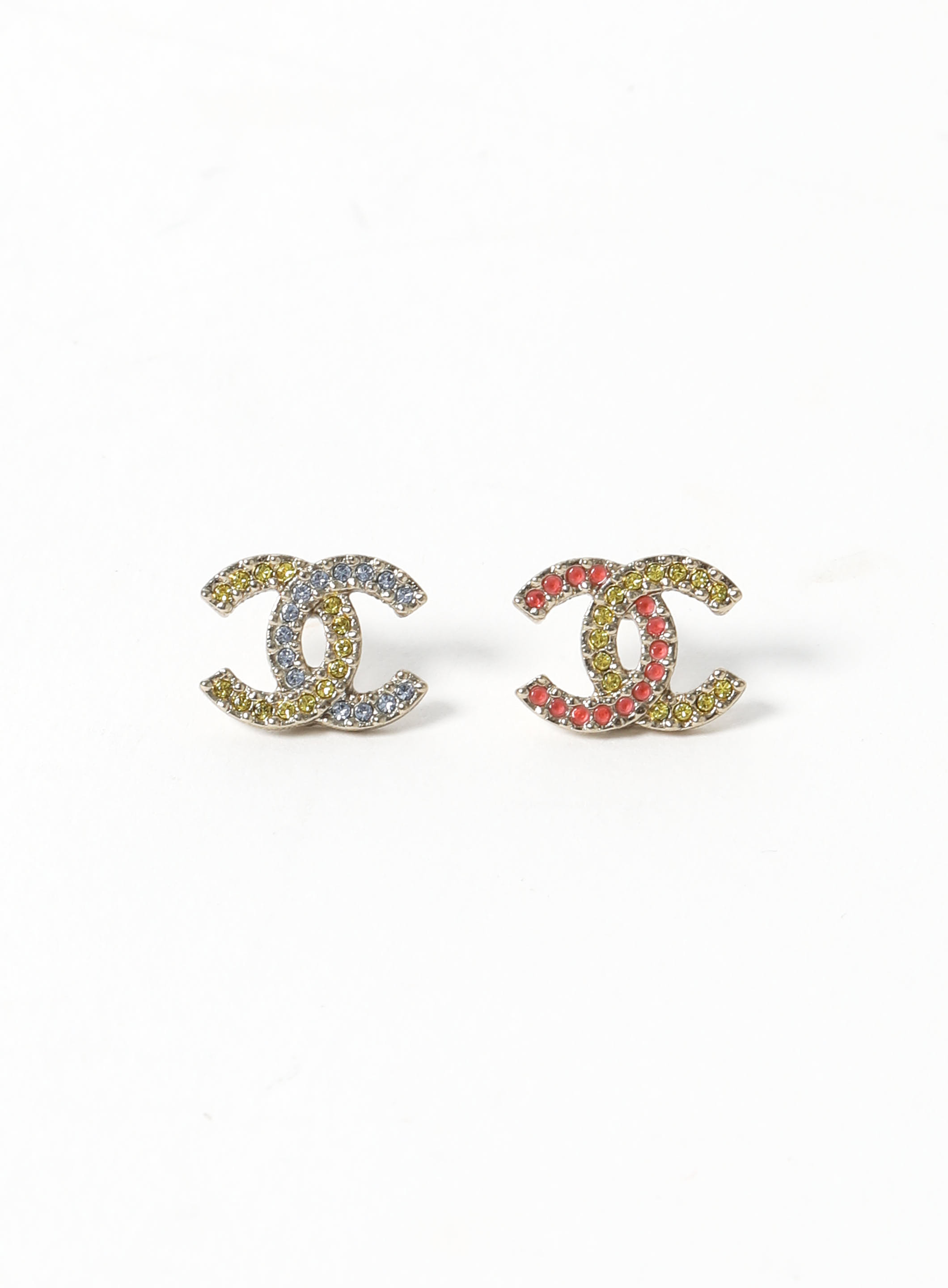 2023 Bicolor Mini 'CC' Earrings, Authentic & Vintage