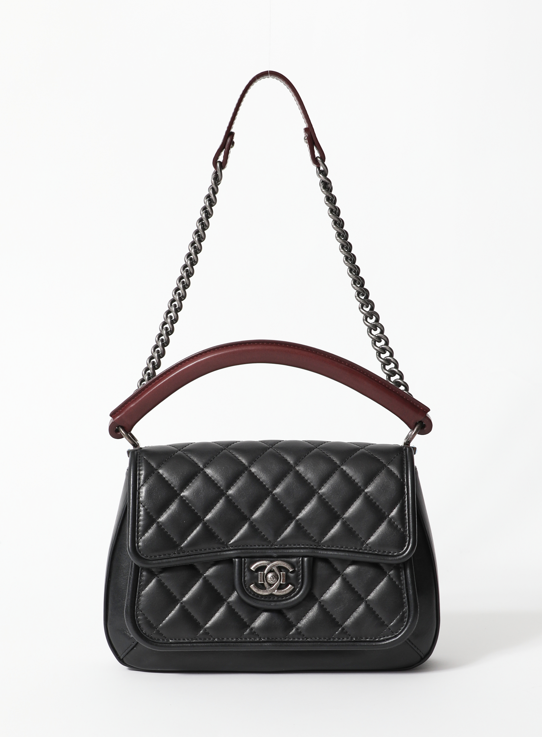 Chanel Large Classic Flap Bag. Black/Burgundy