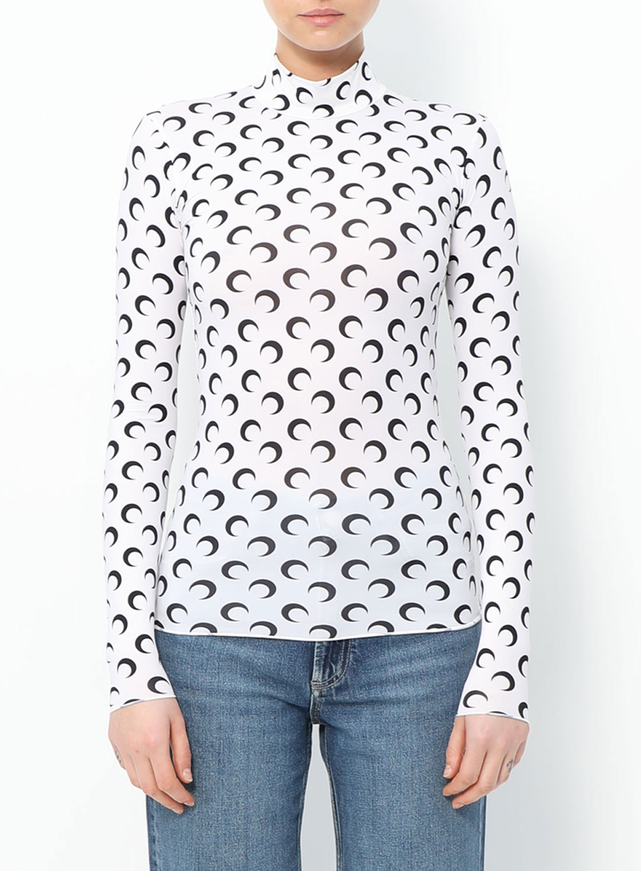 Crescent Moon Print Turtleneck Top| Authentic & Vintage | ReSee