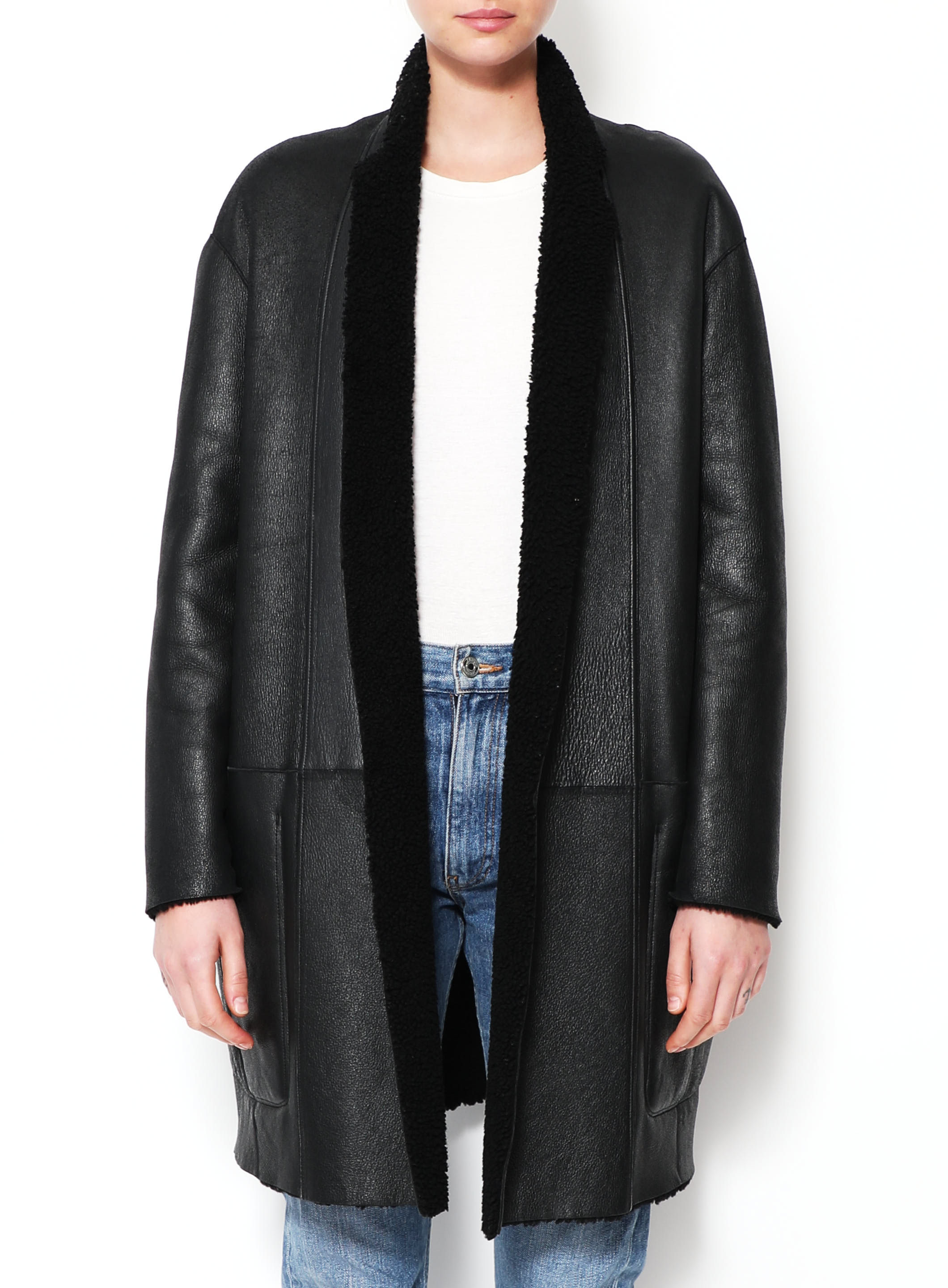 Reversible Faux Leather Shearling Jacket | Express