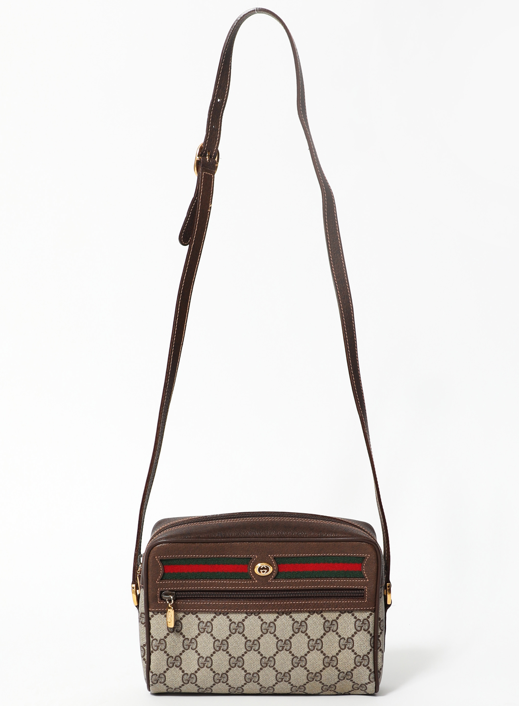 Gucci Vintage Boston Sherry Line Monogram Canvas Small Satchel Bag