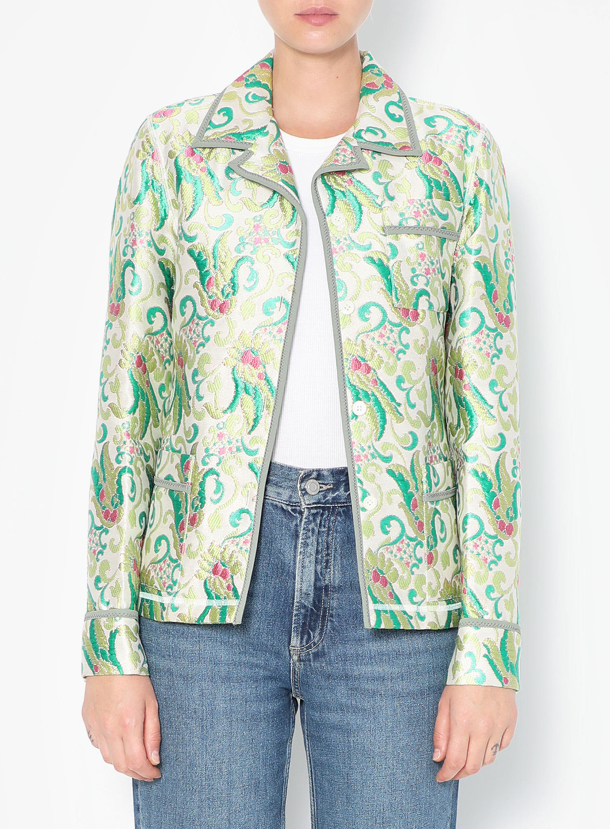 1960s REVERSIBLE Floral Satin Jacquard Jacket | small/medium
