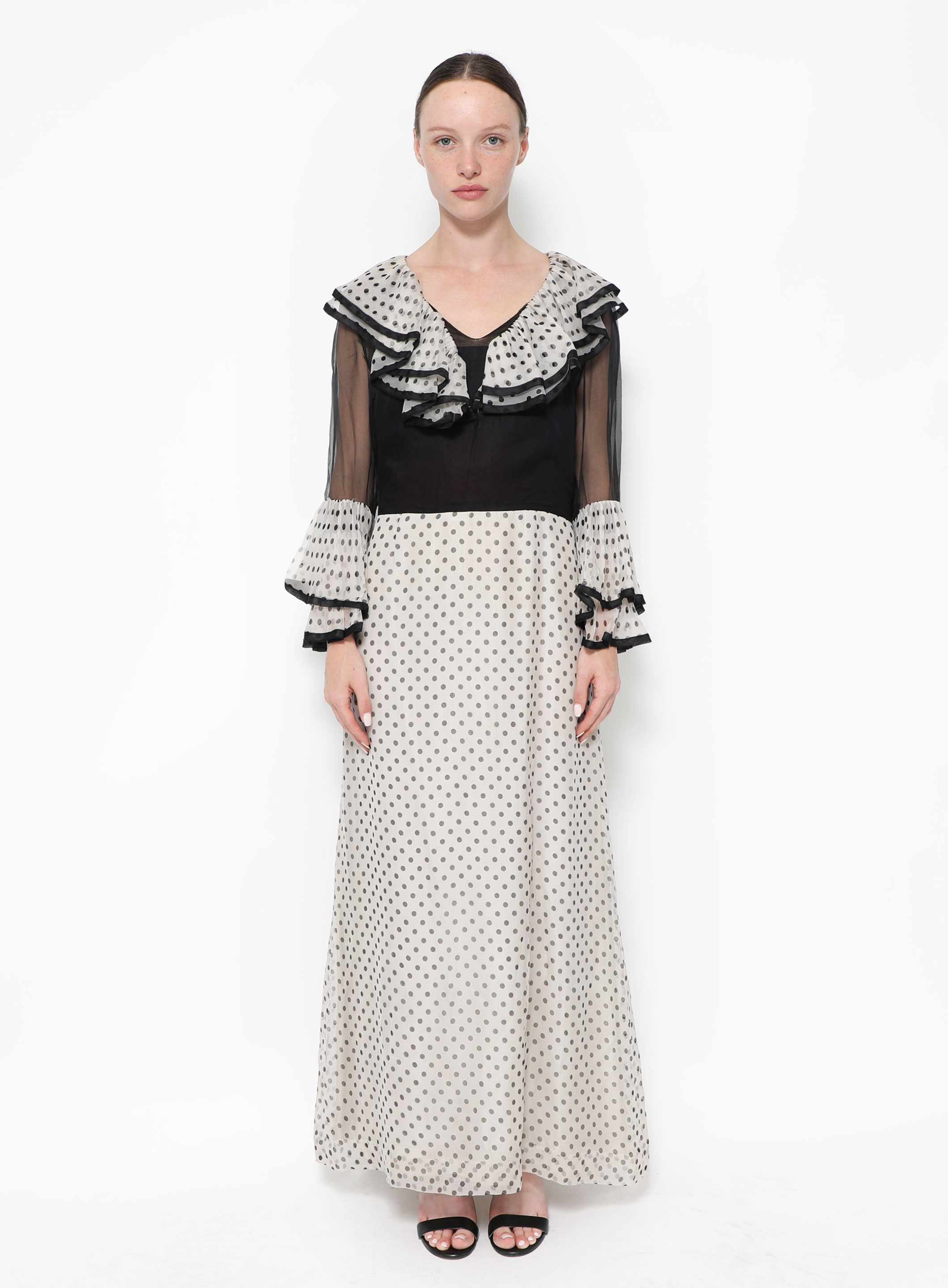 Louis Vuitton Sheer Mousseline Polka Dot Blouse BLACK. Size 36