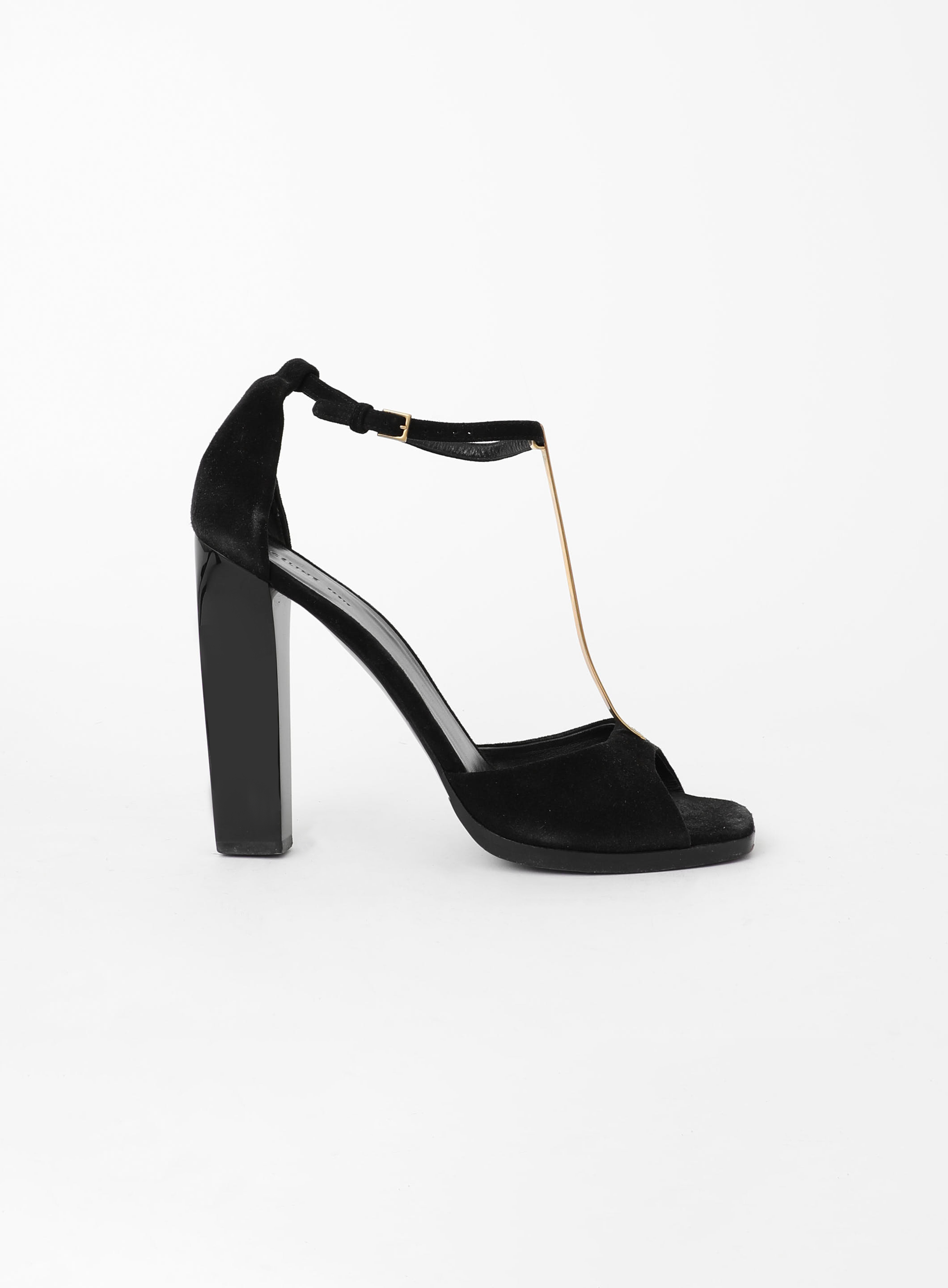 Metallic T-Strap Suede Sandals | Authentic & Vintage | ReSee
