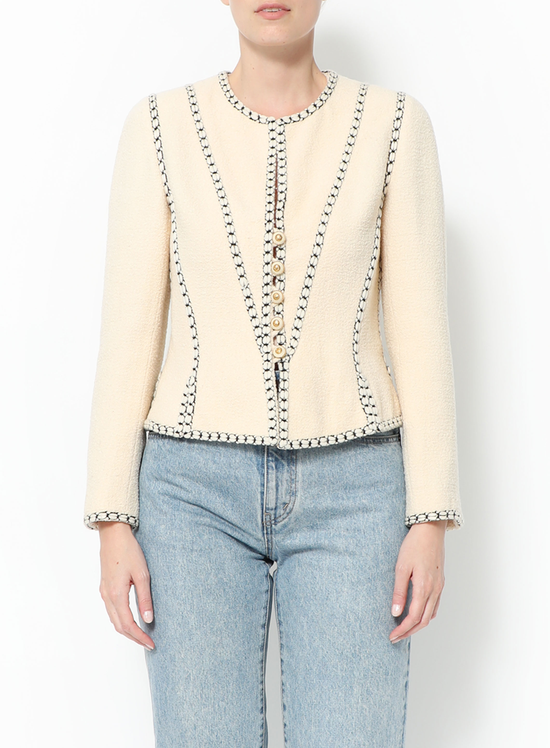 Chanel - Authenticated La Petite Veste Noire Jacket - Linen Beige for Women, Very Good Condition