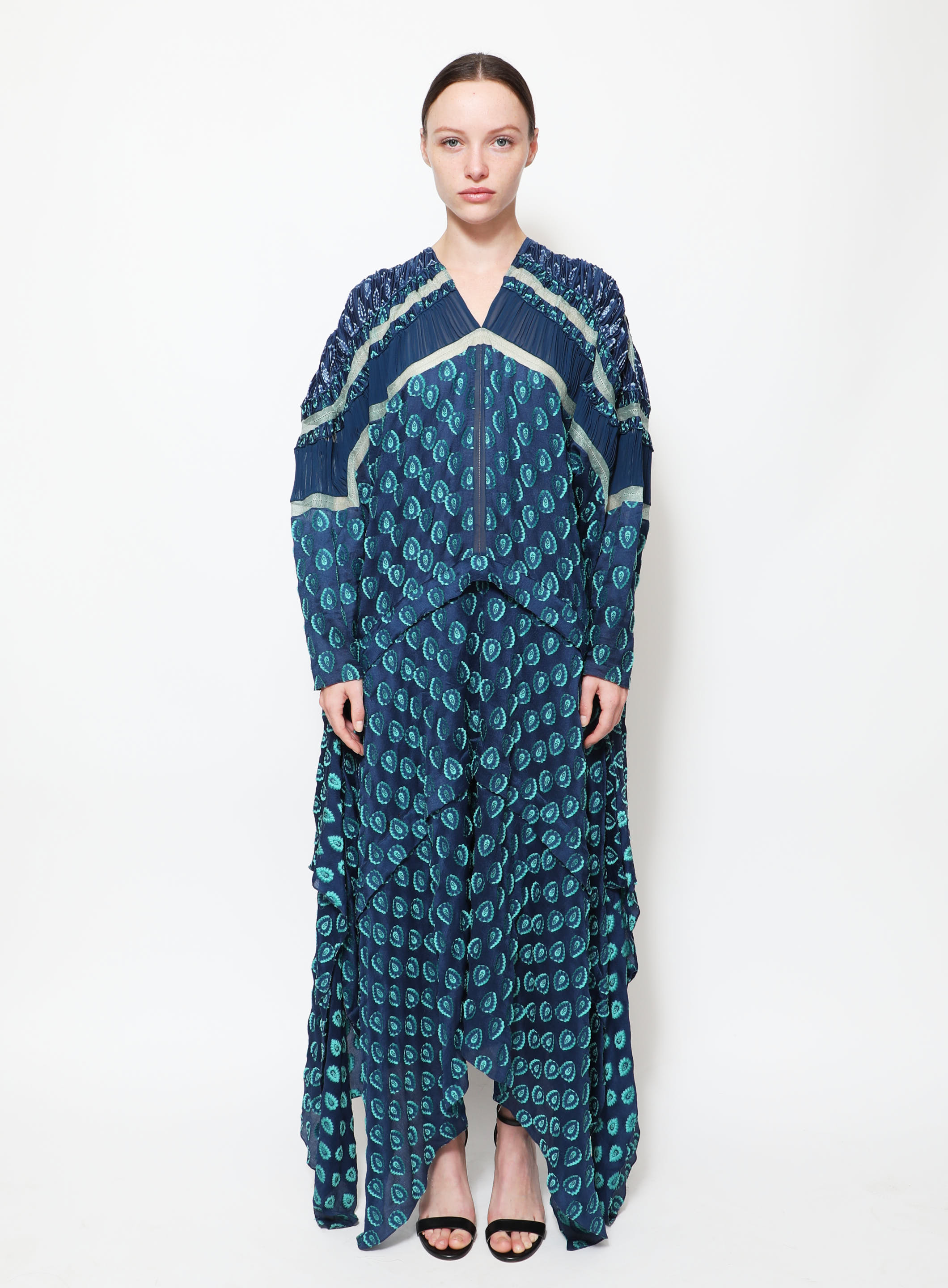 Burgundy Breeze Georgette Kaftan with Cotton Bagru Trims