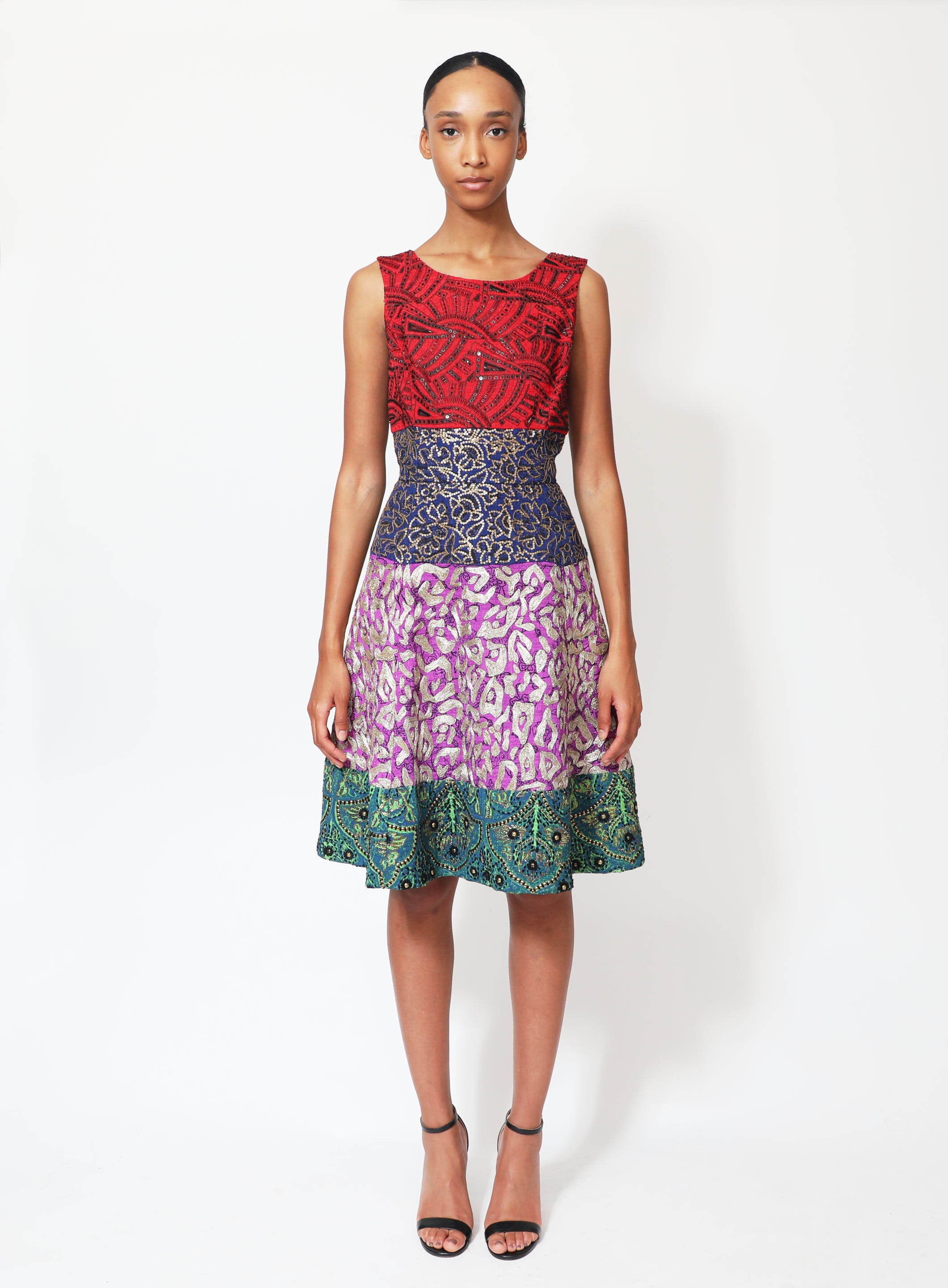 F/W 2014 Embroidered Colorblock Dress | Authentic & Vintage