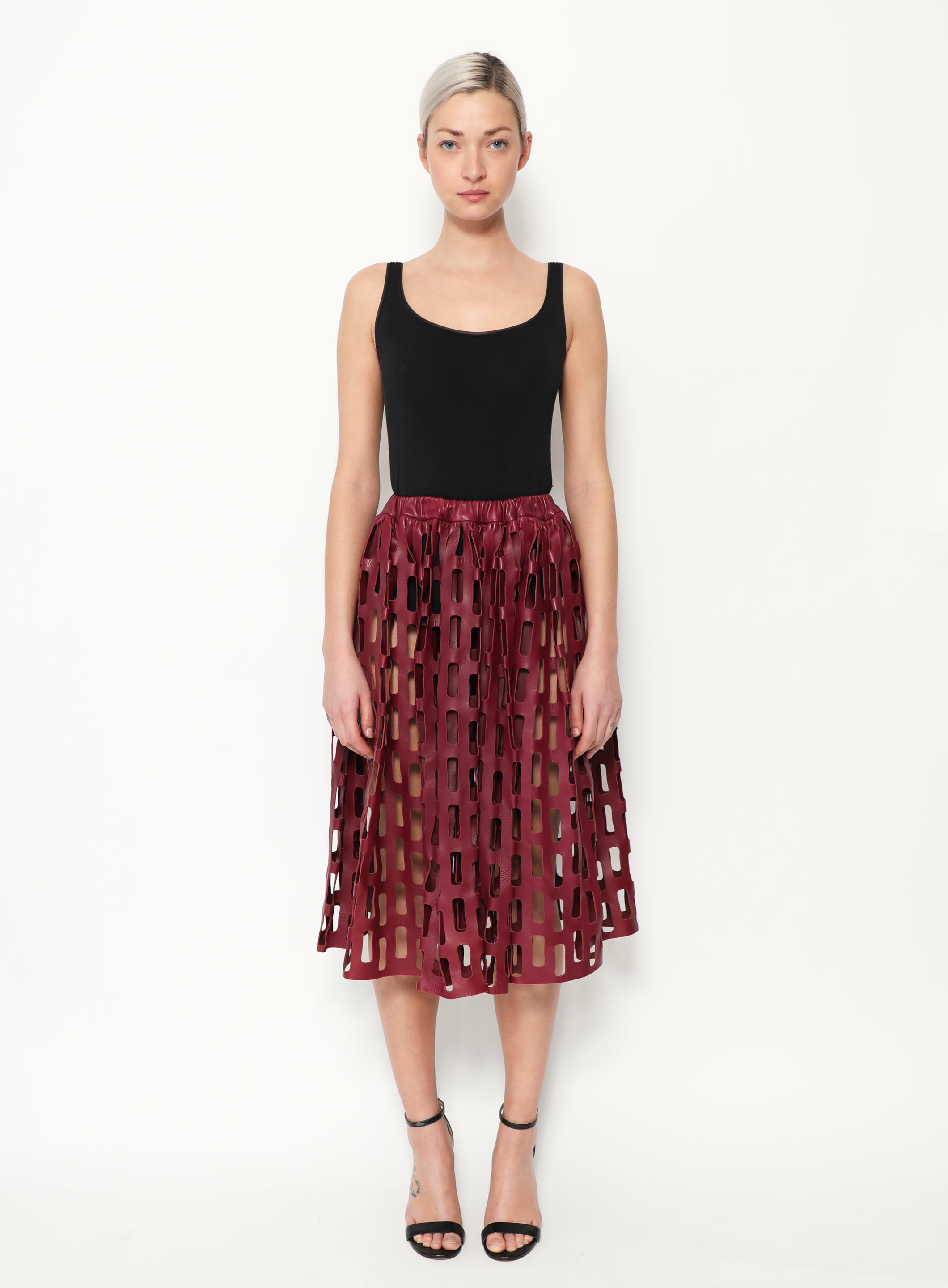 Dark Green Leather A Line Skirt | WHISTLES |